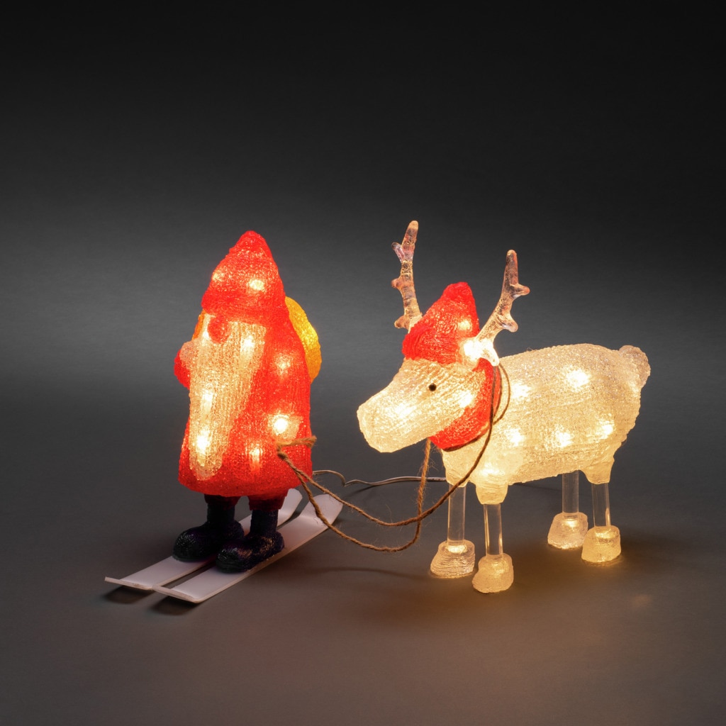 KONSTSMIDE LED Dekofigur »Acryl Weihnachtsmann und Rentier, Weihnachtsdeko  rot aussen«, 40 warm weiße Dioden online kaufen | mit 3 Jahren XXL Garantie
