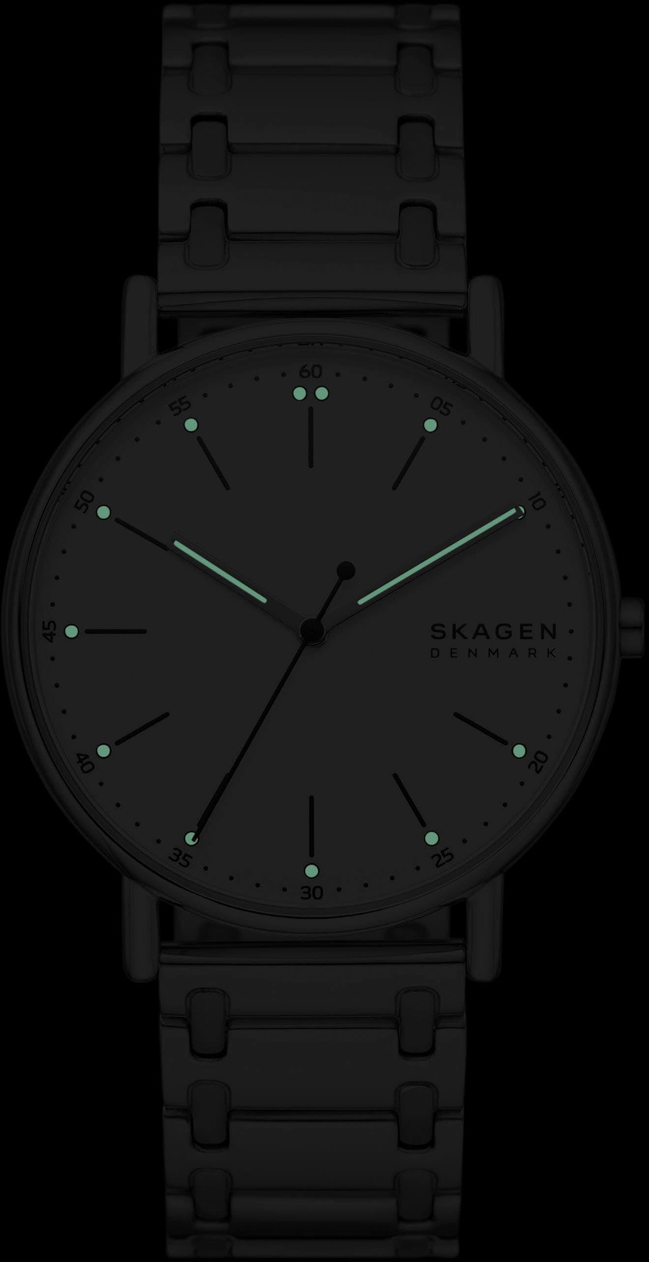 Skagen Quarzuhr »SIGNATUR«, Armbanduhr, Herrenuhr, Damenuhr, analog, Edelstahlarmband