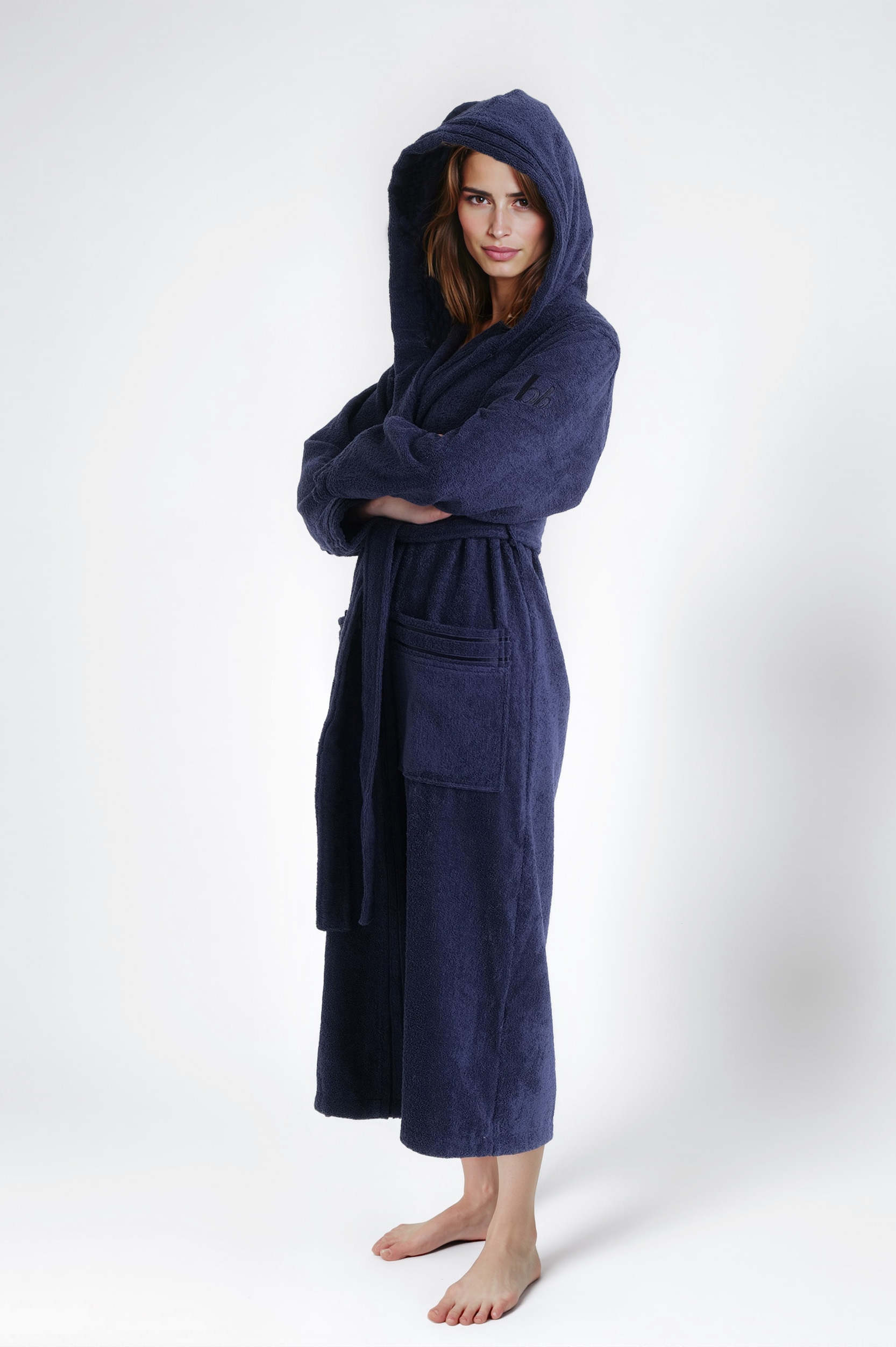 Bruno Banani Damenbademantel »Clement, ideal für Sauna & Spa, Hotelbademantel, Morgenmantel«, (1 St.), 100% Baumwolle, einfarbig, glänzende Streifen-Bordüre, Taschen, XS-3XL