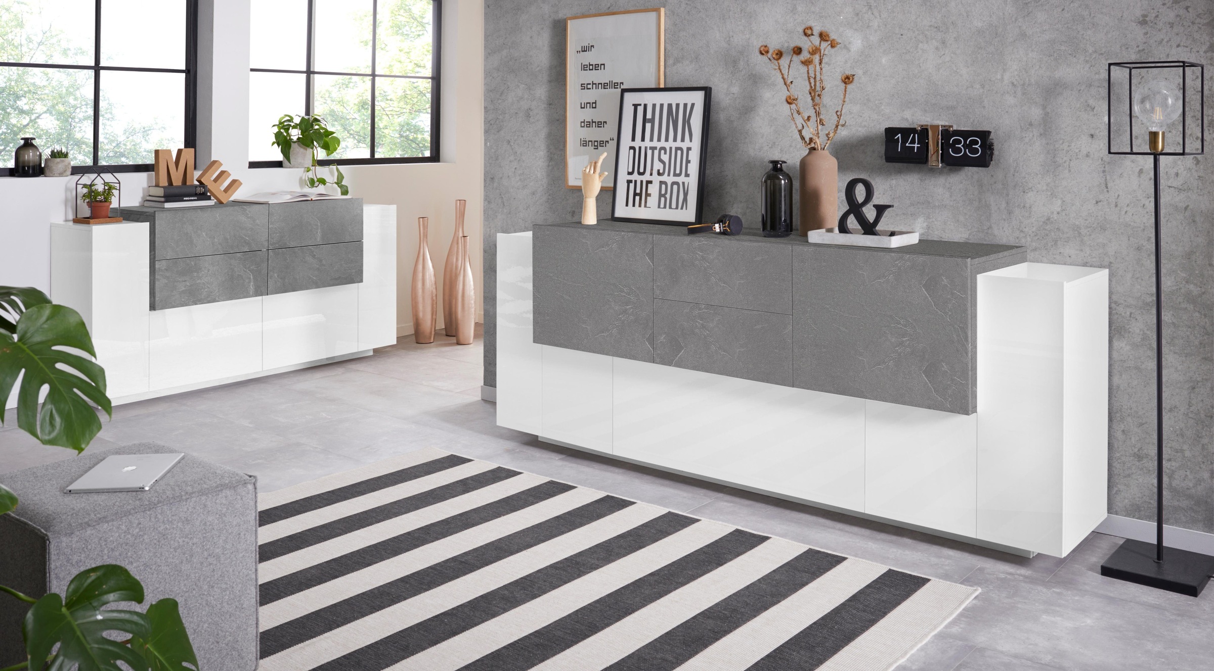 INOSIGN Sideboard »Coro, Kommode, Schrank, Kredenz, grifflos mit Einlegeböden«, 4 Türen, Doppeltiefe, B/T/H 160x86x45cm