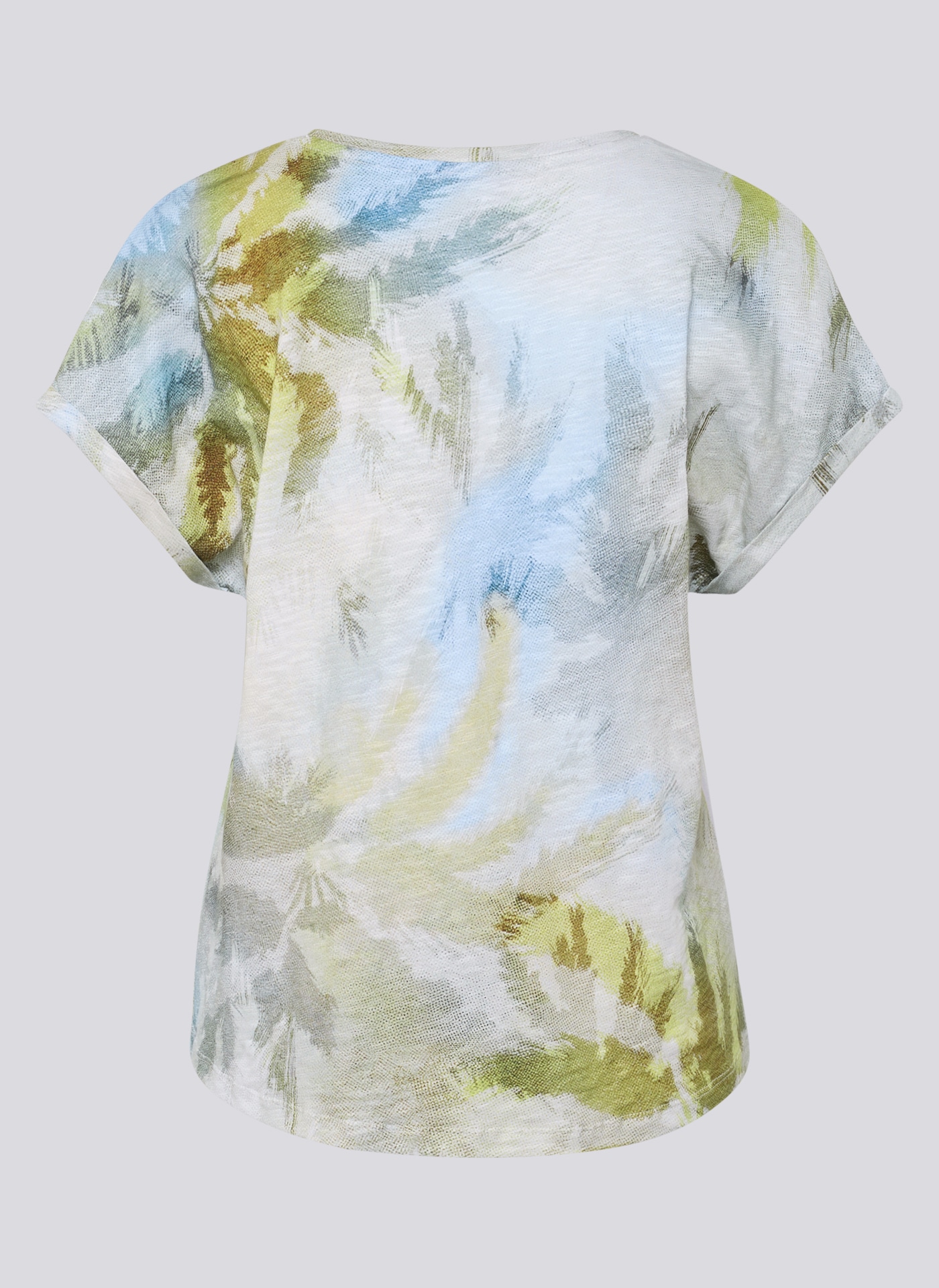 Rabe Kurzarmshirt mit floralem Motiv und Glitzersteinen
