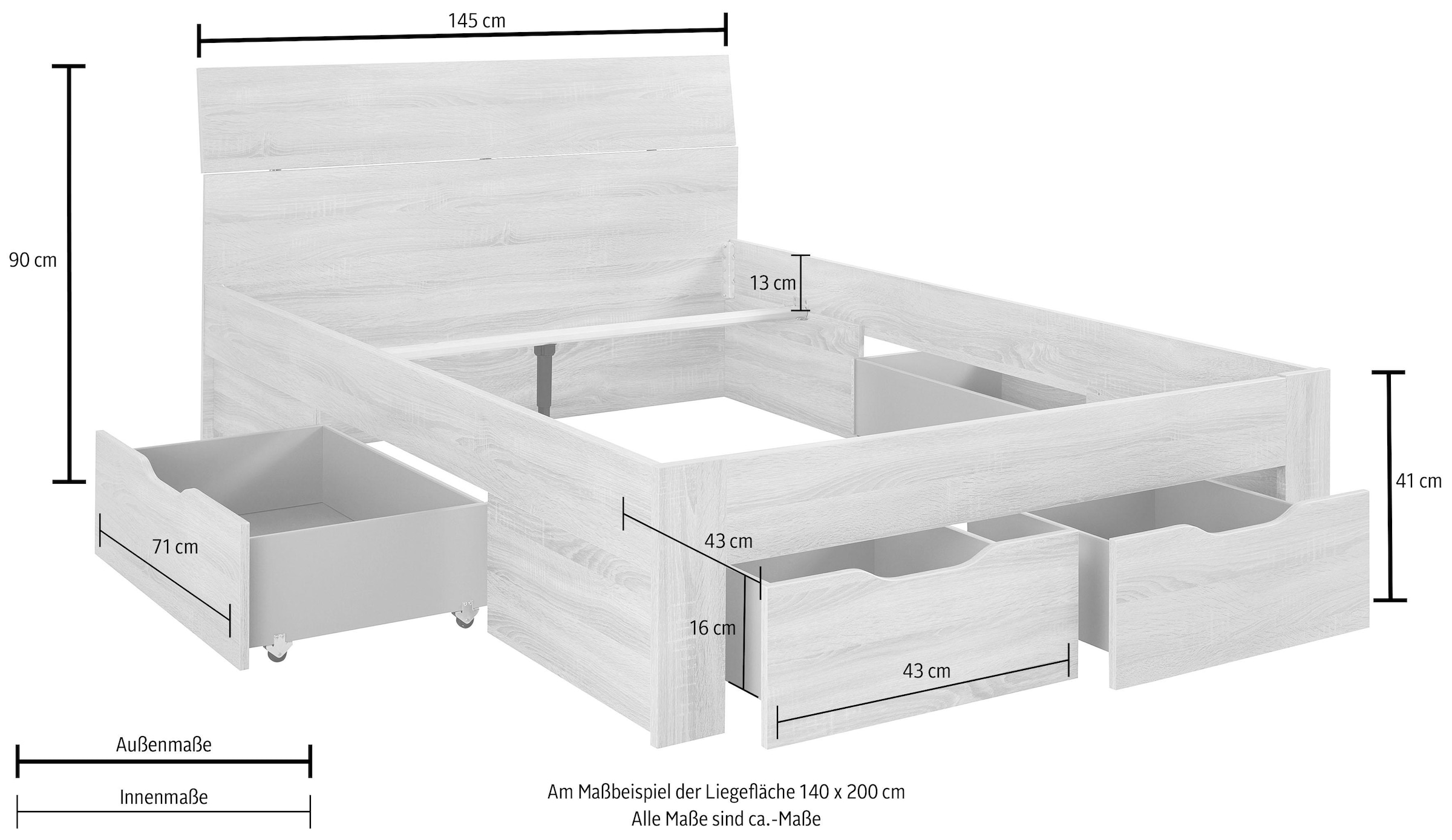 rauch Bett »Flexx«, inklusive Schubkästen