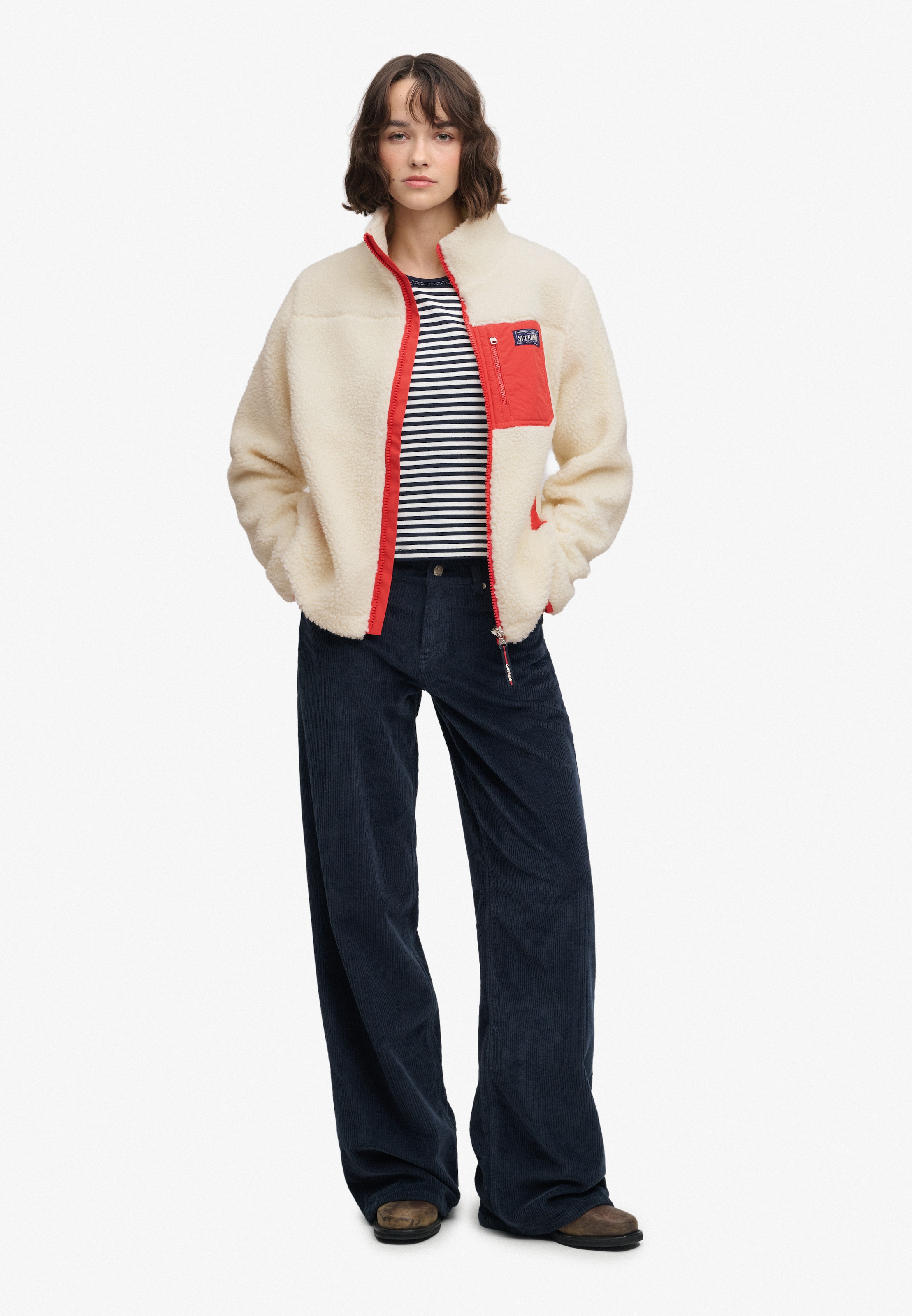 Superdry Kapuzensweatjacke »HERITAGE ZIP THROUGH FLEECE« Kunstfaser, relaxed fit