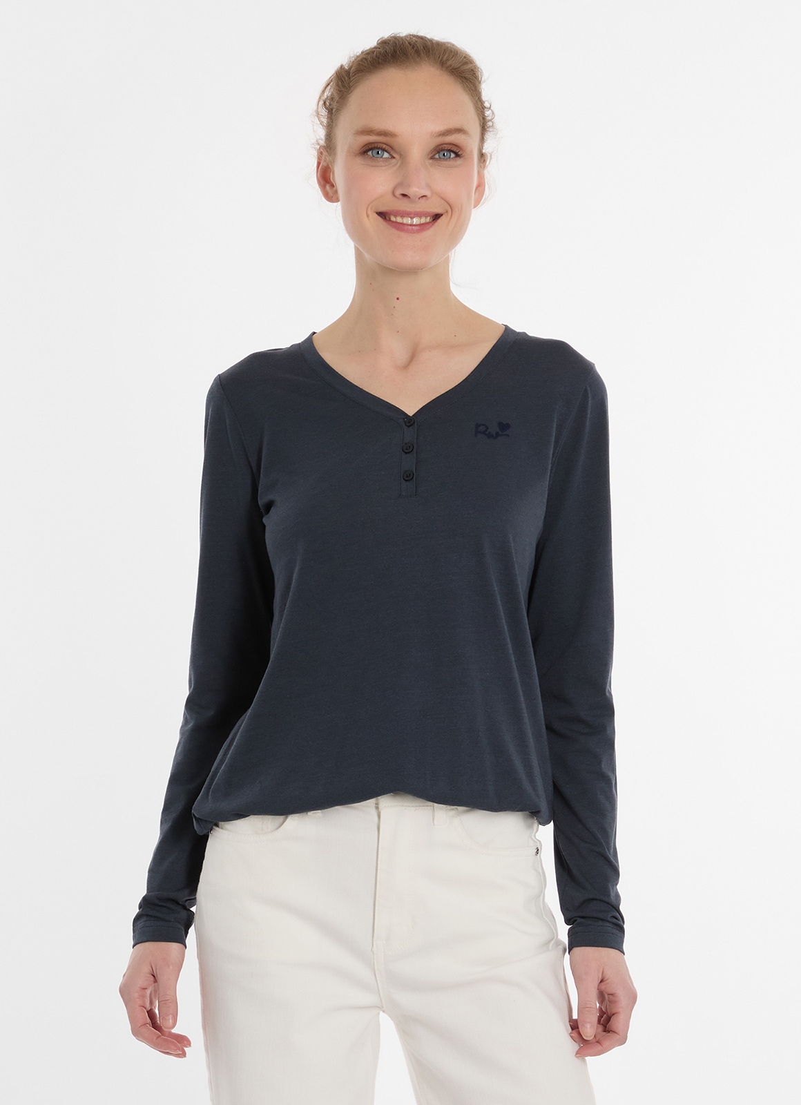 Ragwear Langarmshirt »PINKKI« mit kurzer Knopfleiste