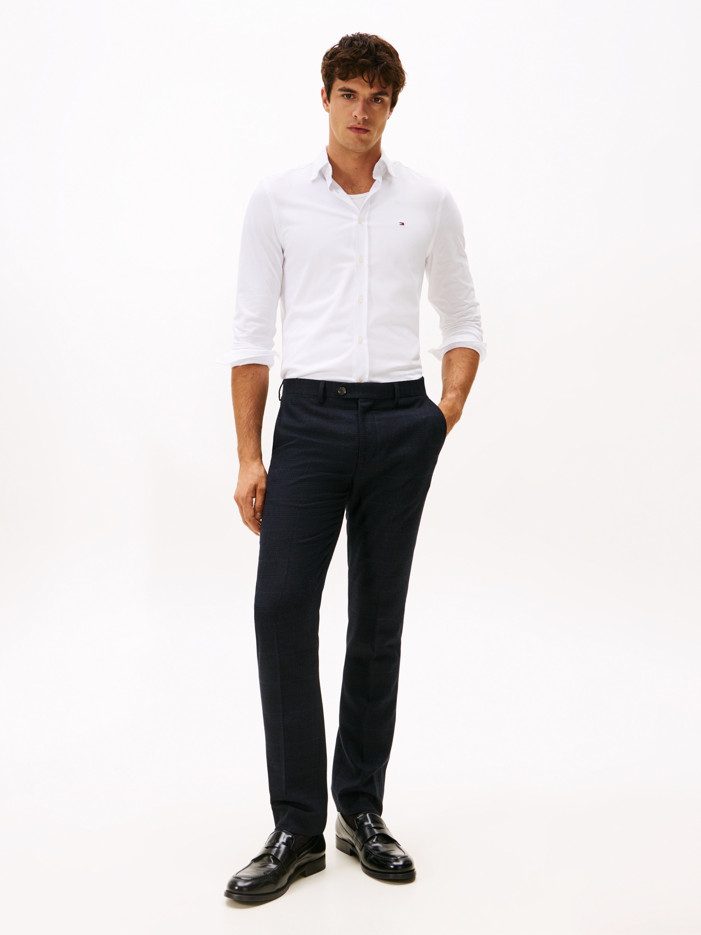 Tommy Hilfiger Businesshemd »PERFORMANCE INTERLOCK« elastisches Slim Fit mit Button-Down-Kragen