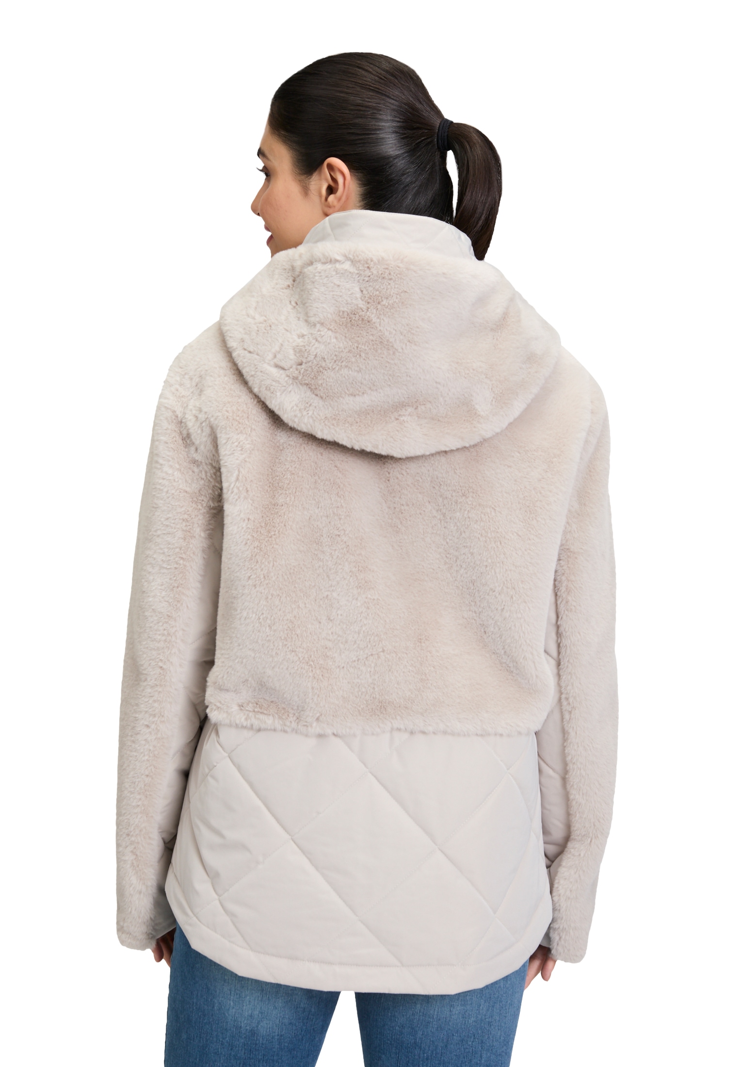 Amber & June Plüschjacke »Plüschjacke mit Kapuze«