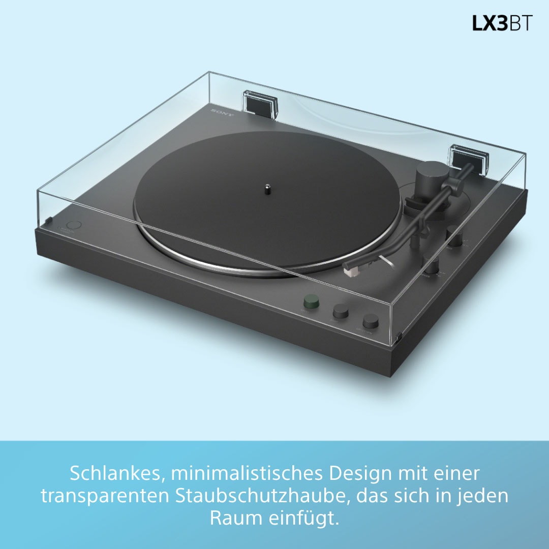 Sony Plattenspieler »PS-LX3BT + Field 3« Vollautomatik, Hi Res Wi, Riemenantrieb, Phono Vorv., Staubschutz