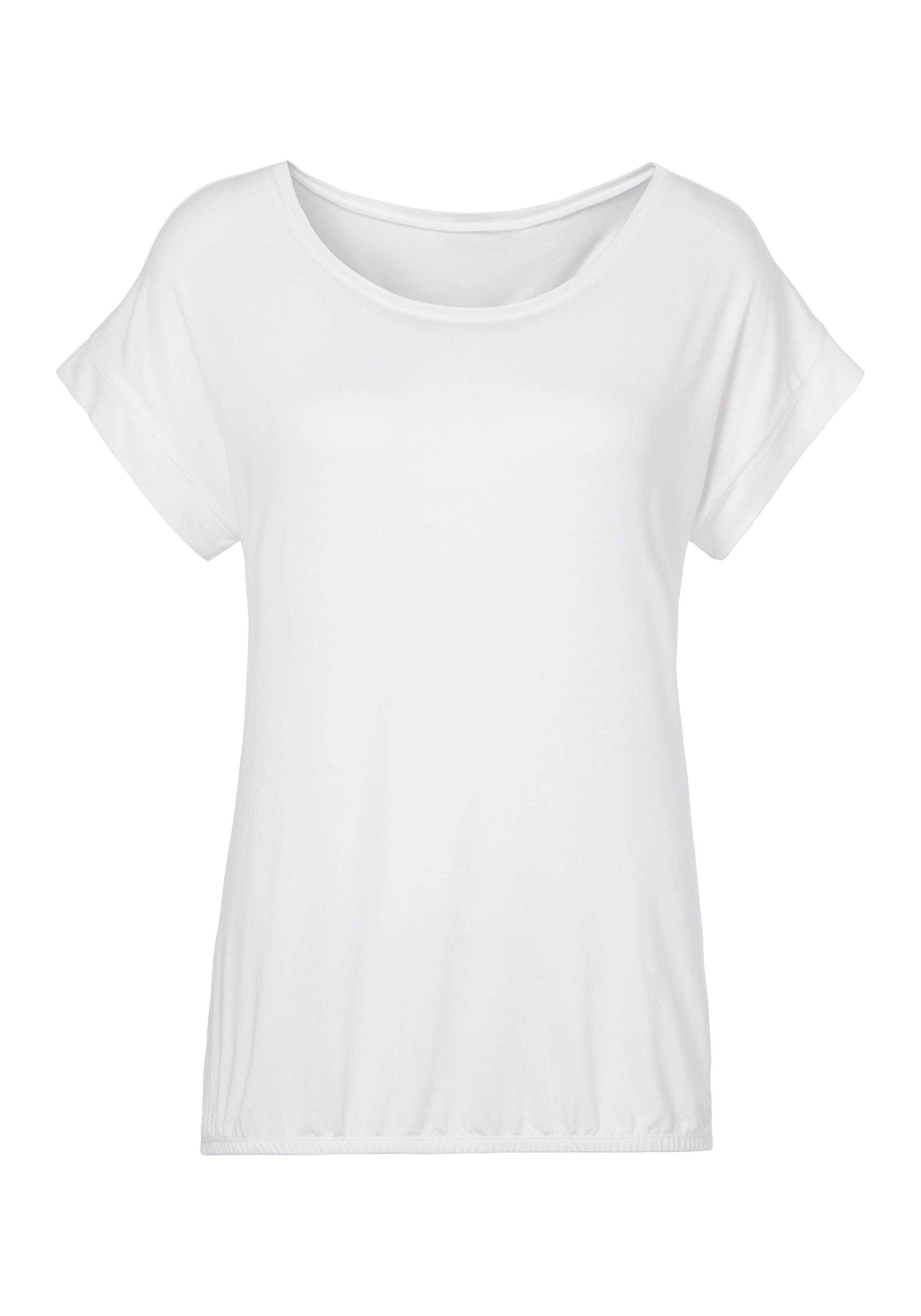 Vivance Kurzarmshirt »mit Gummizug im Bund«, (2er-Pack), aus weichem Viskose-Stretch