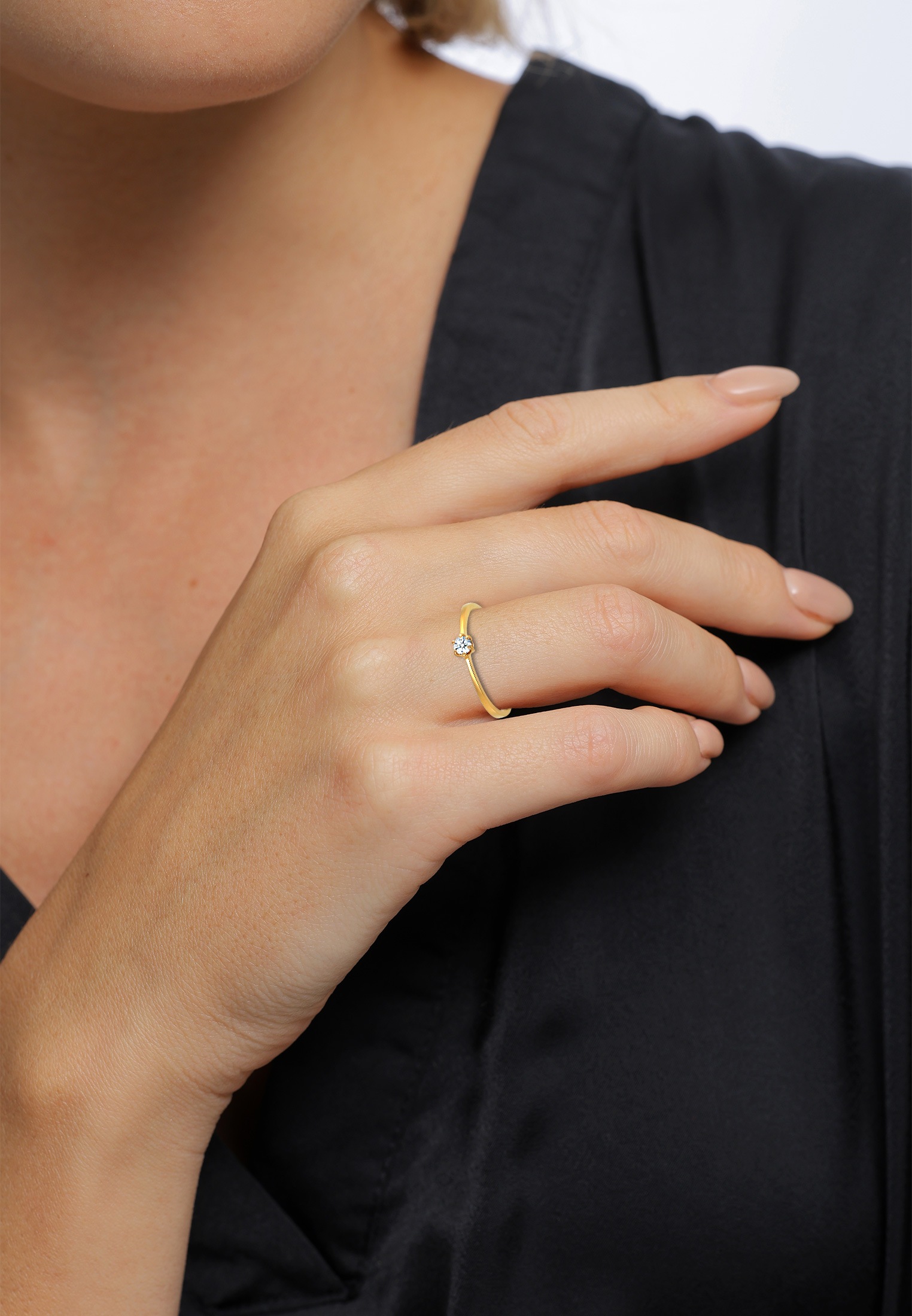 Elli DIAMONDS Verlobungsring »Ring Diamant Weiß Brillantschliff (0.11 ct) 585 Gelbgold«