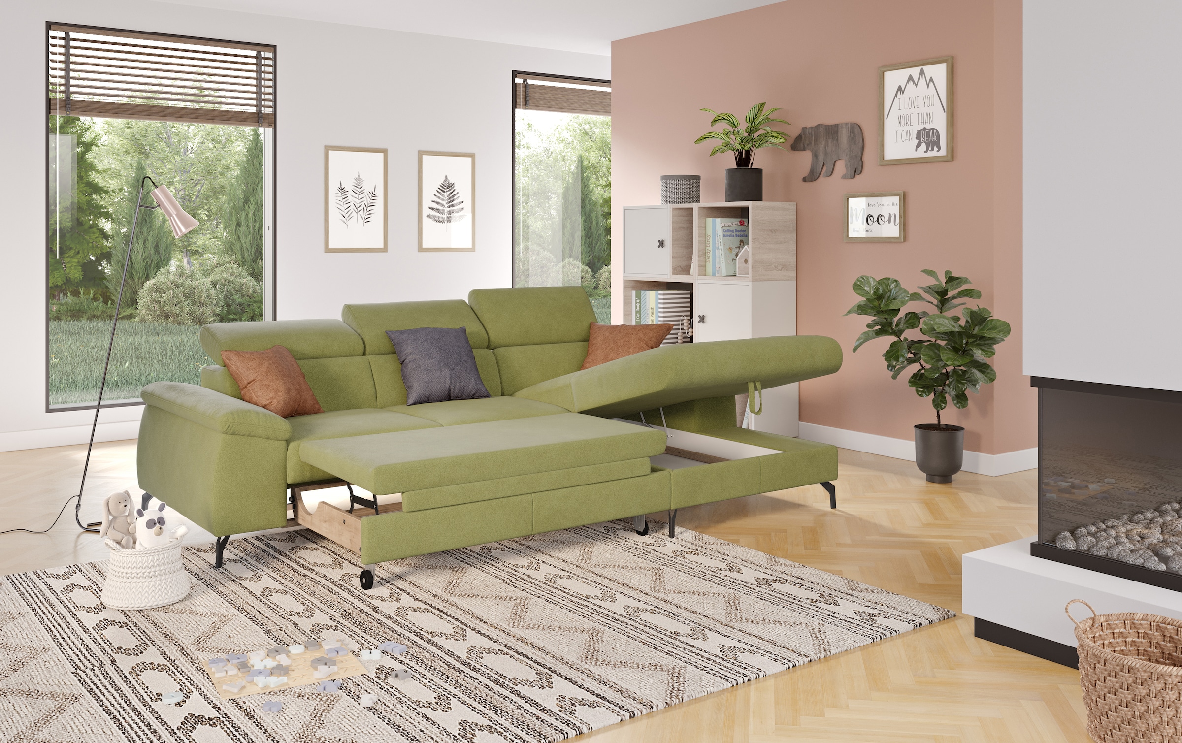 COTTA Ecksofa »Kitty L-Form«, mit Kopfteilverstellung, wahlweise mit Bettfunktion & Bettkasten
