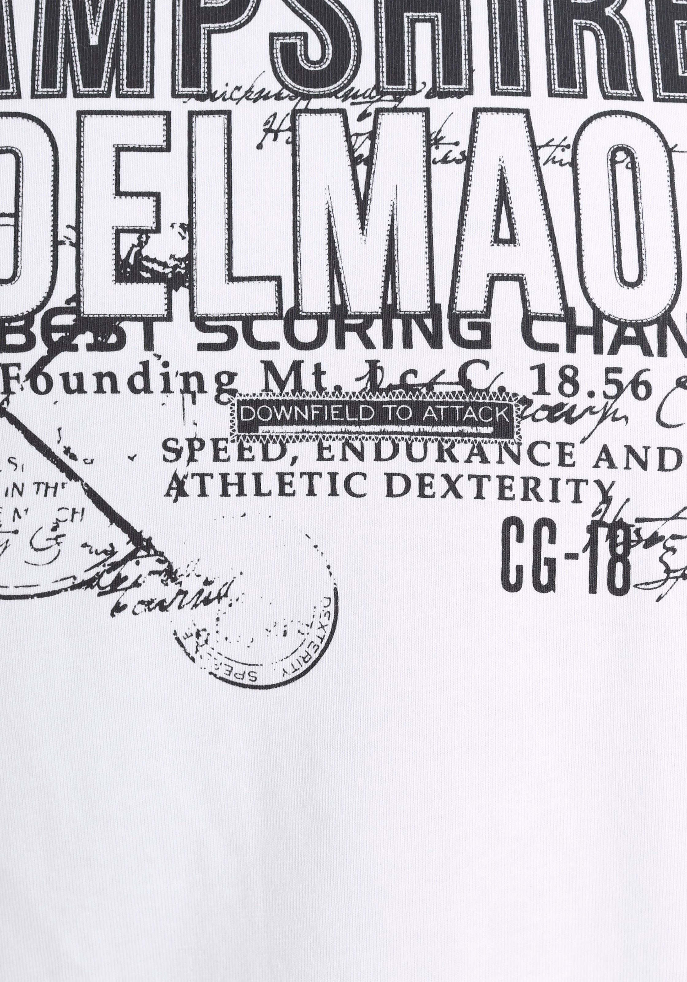 DELMAO T-Shirt, mit bei Brustprint Nähten-NEUE und ♕ kontrastfarbigen MARKE