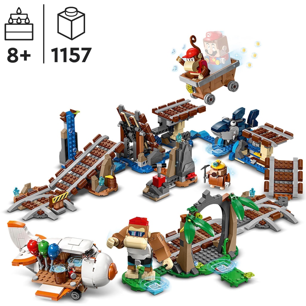 LEGO® Konstruktionsspielsteine »Diddy Kongs Lorenritt – Erweiterungsset (71425), LEGO® Super Mario«, (1157 St.), Made in Europe