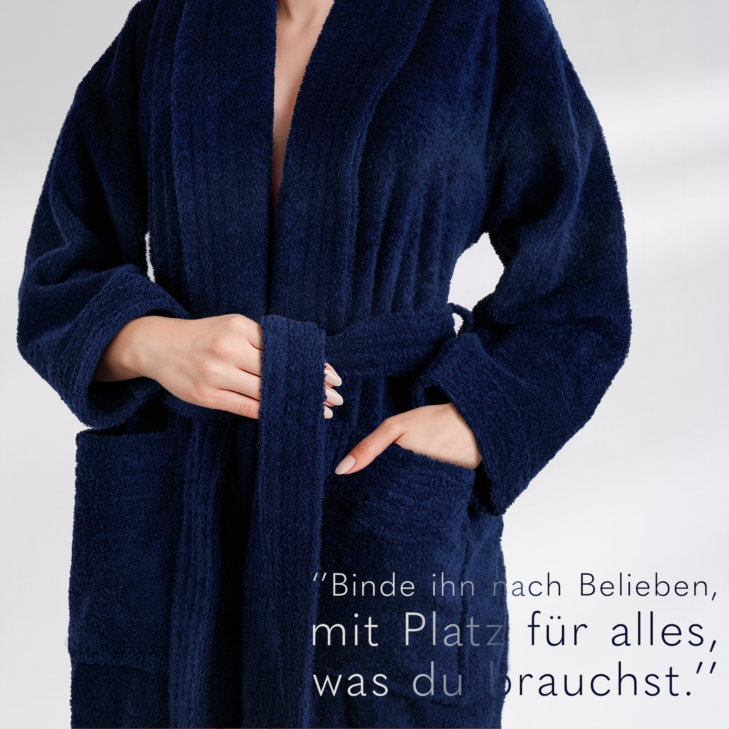 HAMMETEX Damenbademantel »Ren, 100% Baumwolle« 380 g/m² Frottee Bademantel mit Taschen – Saugfähig & Weich