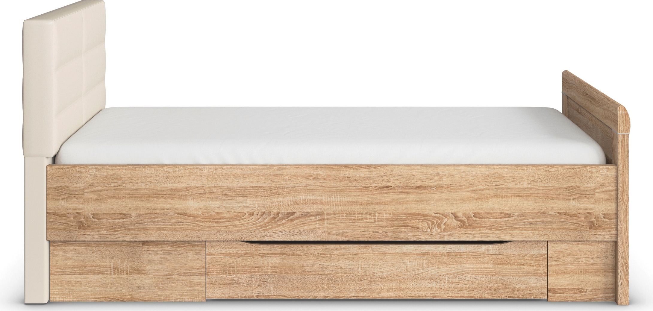 rauch Stauraumbett »Bett Einzelbett Stollenbett Bettkästen EVELYN«, in Komforthöhe mit Polsterkopfteil sowie Schubladen MADE IN GERMANY