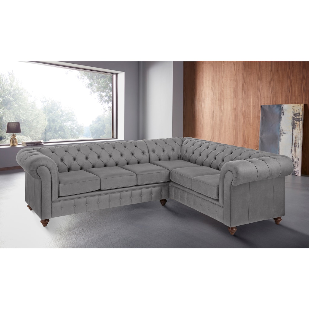 Home affaire Chesterfield-Sofa »Chesterfield Ecksofa, auch in Leder«