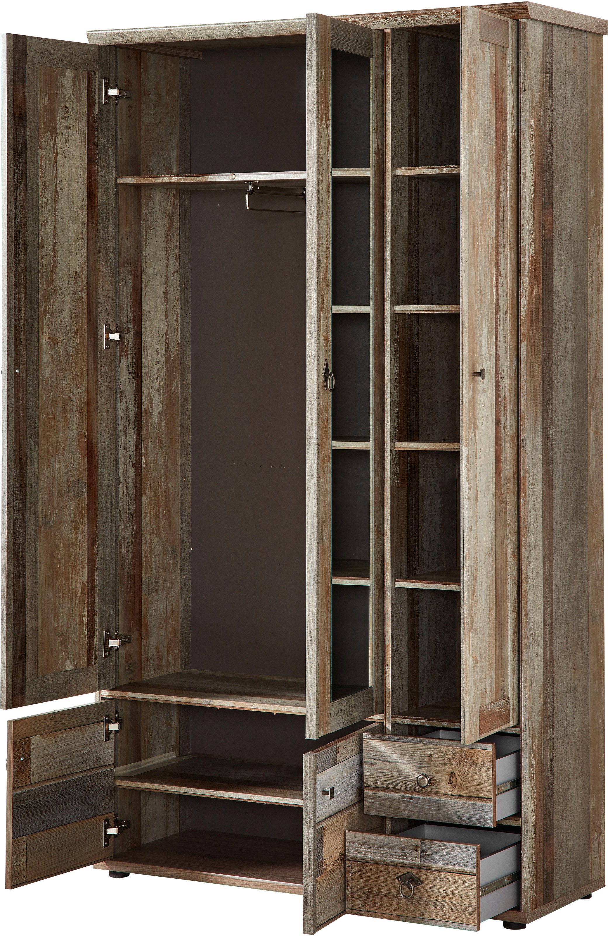 Innostyle Garderobenschrank »BONANZA, TOPSELLER!« Garderobenschrank, OTTOs Choice, 1 Stk. tlg. 5 türig, 5 Fächer, Kleiderstange, Spiegel, Schübe, Softclose