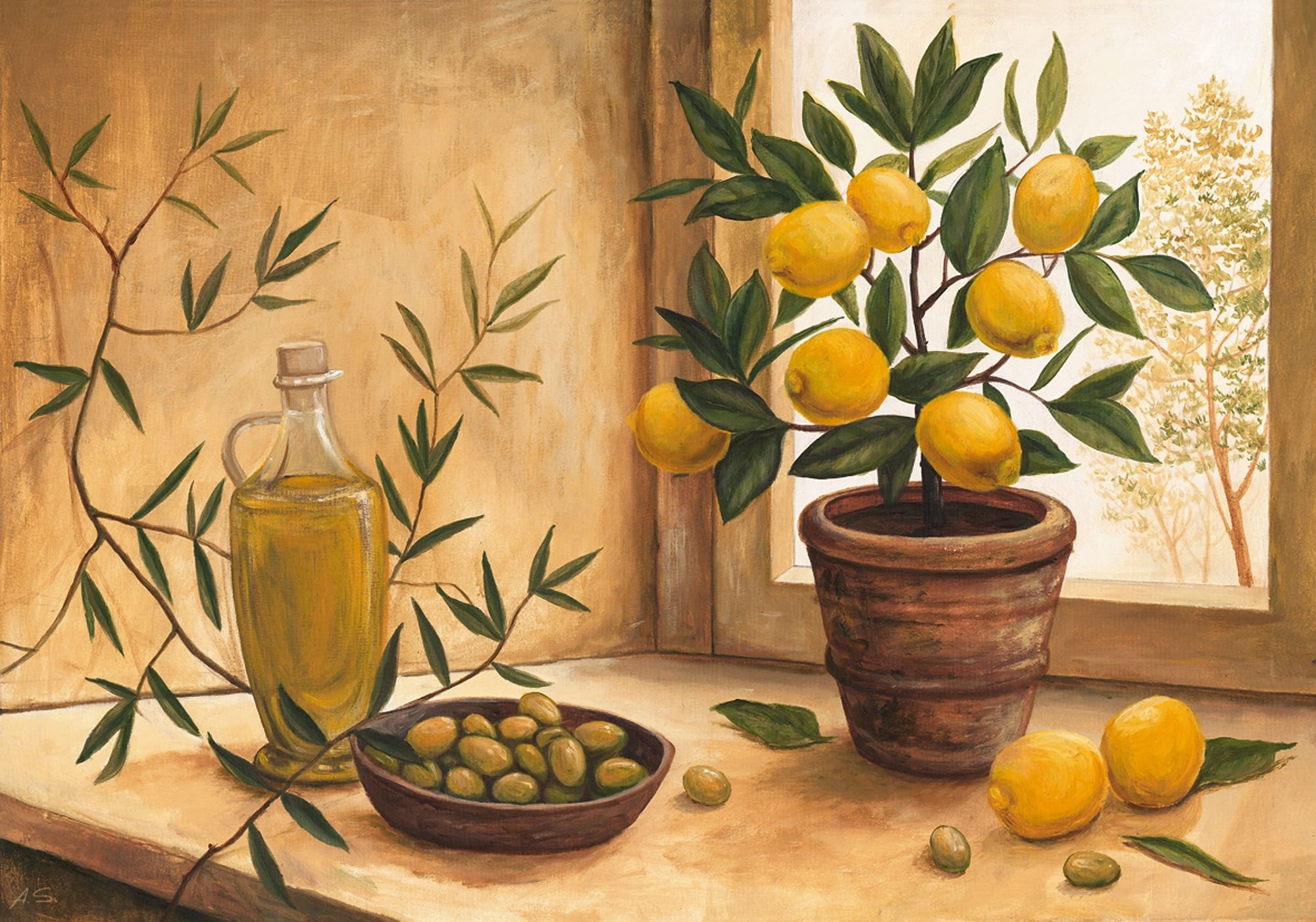 Kunstdruck »A. S.: Olive and lime«, 99/69 cm