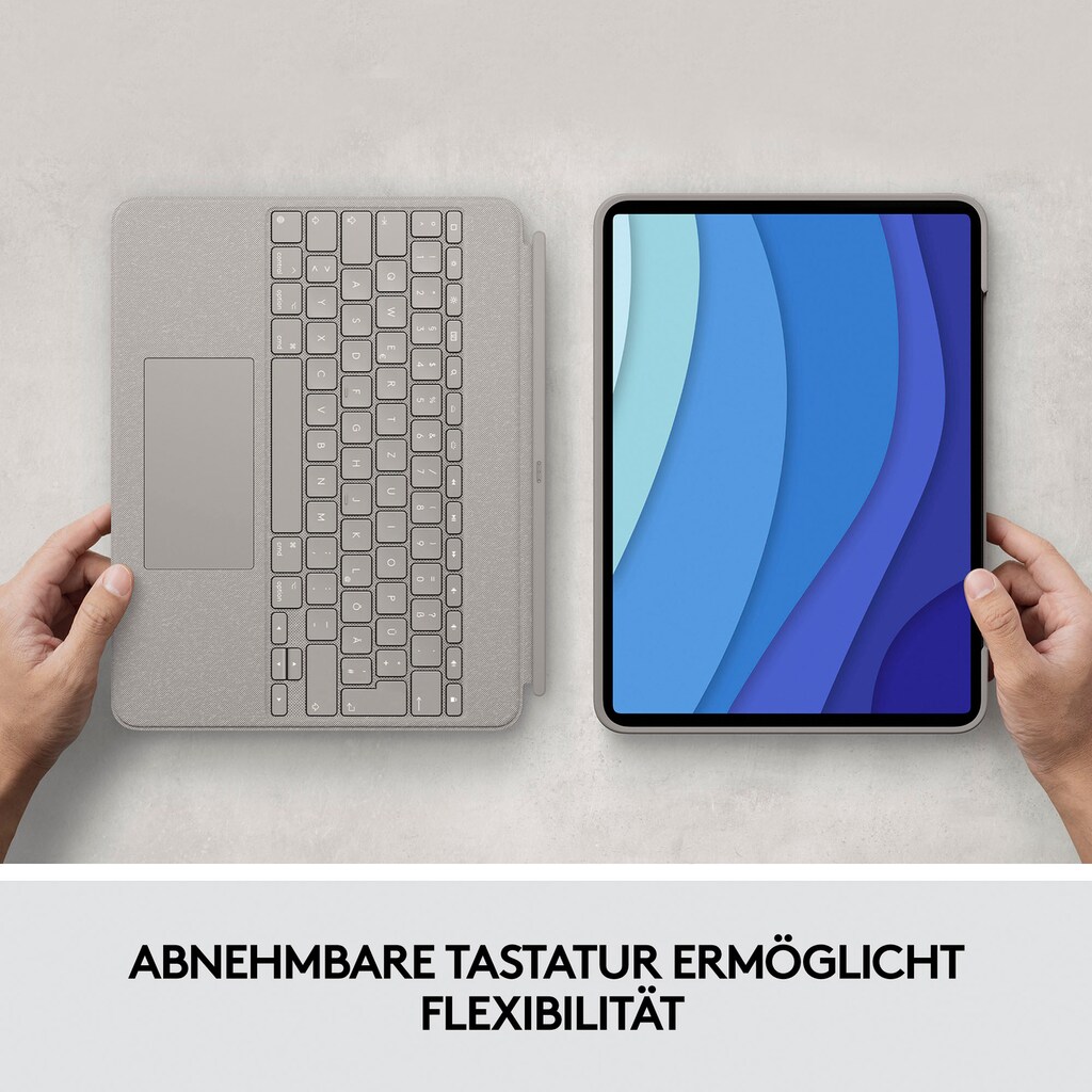 Logitech iPad-Tastatur »Combo Touch iPad Pro 12,9 (5. Gen - 2021) Keyboard Case«, (ausklappbare Füße-Multimedia-Tasten)