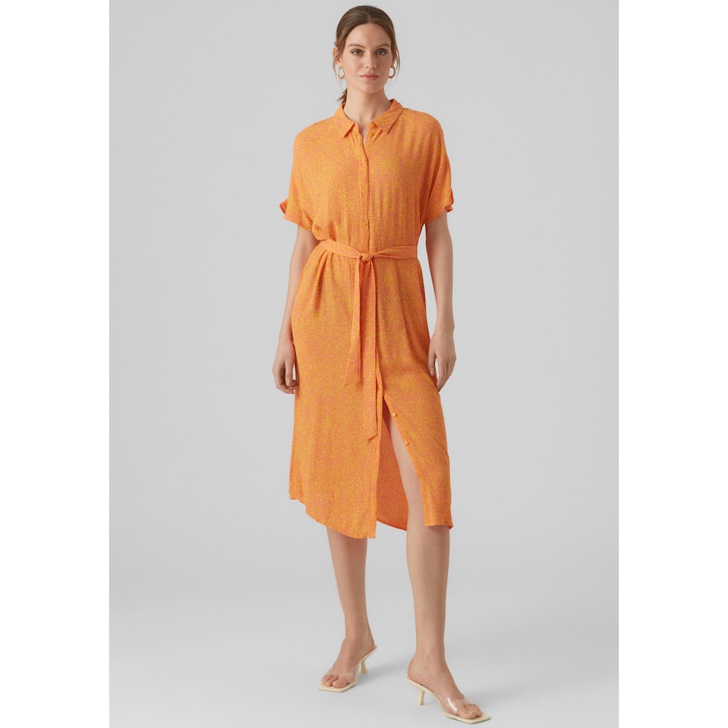 Vero Moda Hemdblusenkleid »VMMENNY SS CALF SHIRT DRESS WVN GA«