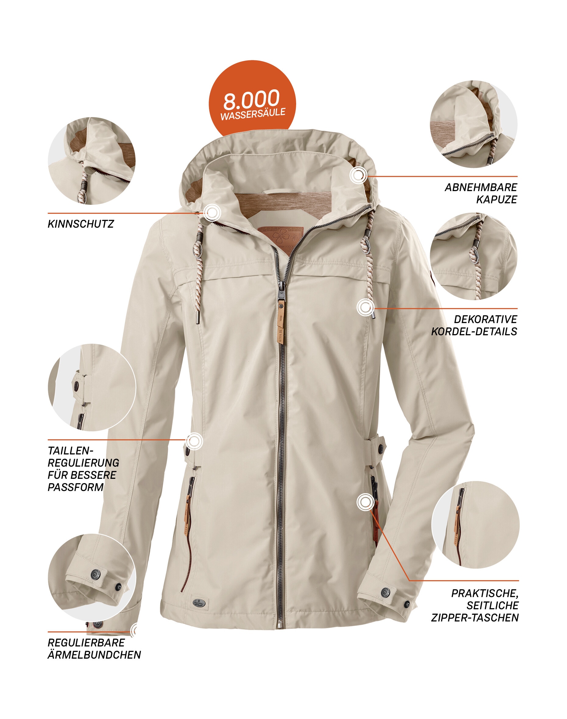 G.I.G.A. DX by killtec Funktionsjacke »Jamil WMN JCKT A«, Damenjacke: abnehmbare Kapuze, 8.000 mm Wassersäule, PFAS-frei