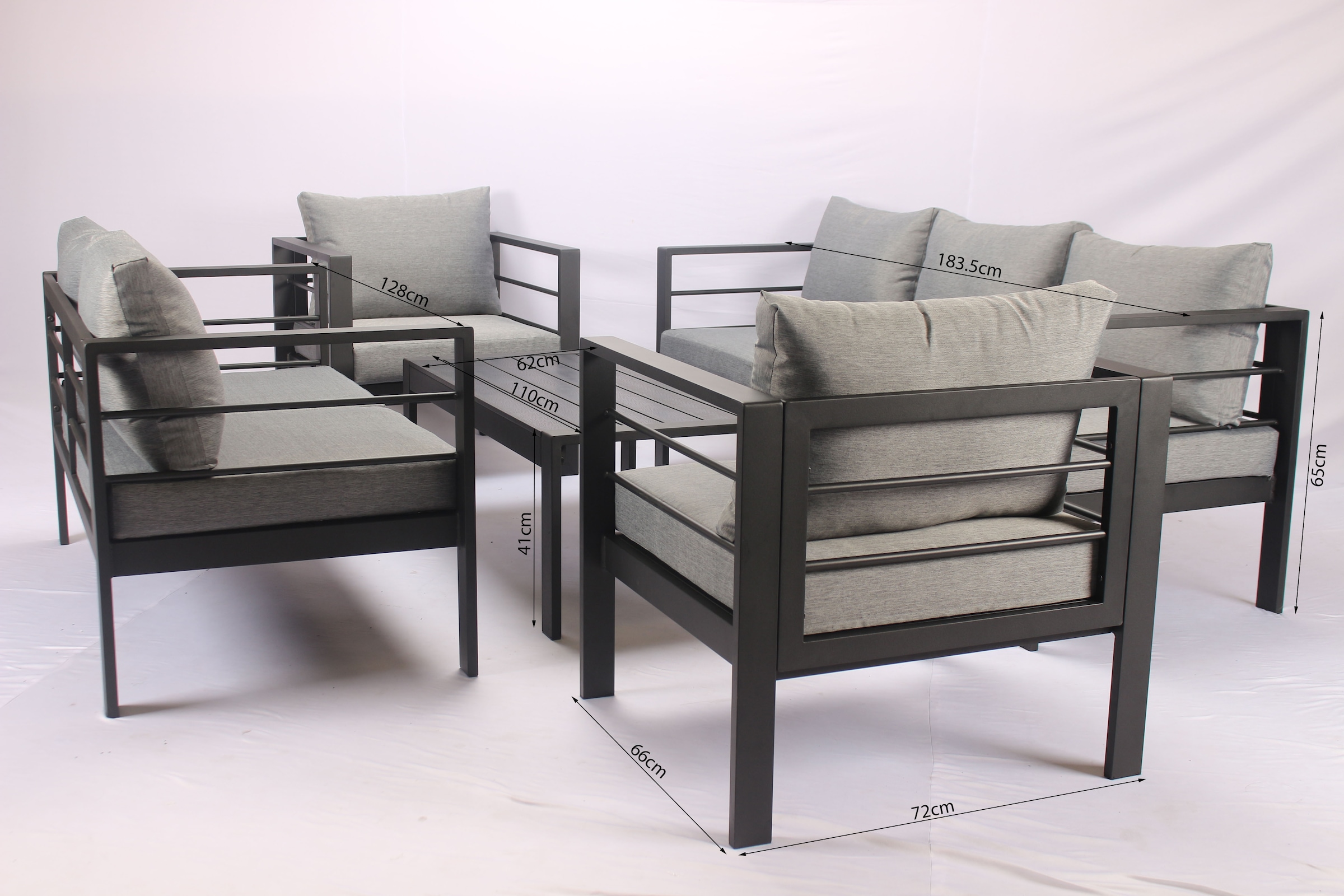 KONIFERA Gartenlounge-Set »»New Jersey««, (Set, 19 tlg., 1x 3er Sofa, 1x 2er Sofa, 2 Sessel, Tisch 62x110x41 cm), inkl. Auflagen, Tischplatte aus Nonwood