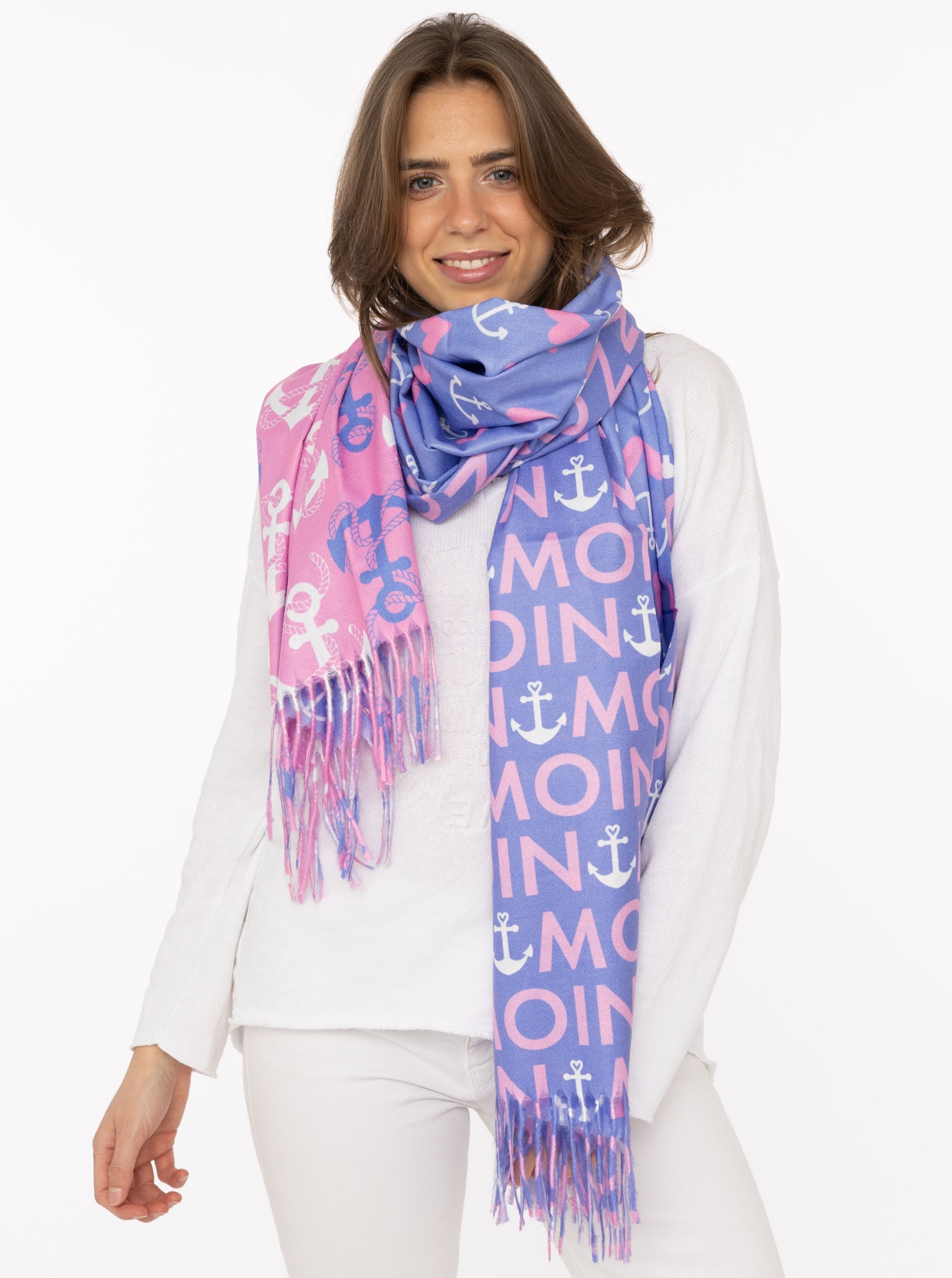 Zwillingsherz ""Love & More"" stylischer Schal mit Schriftzug