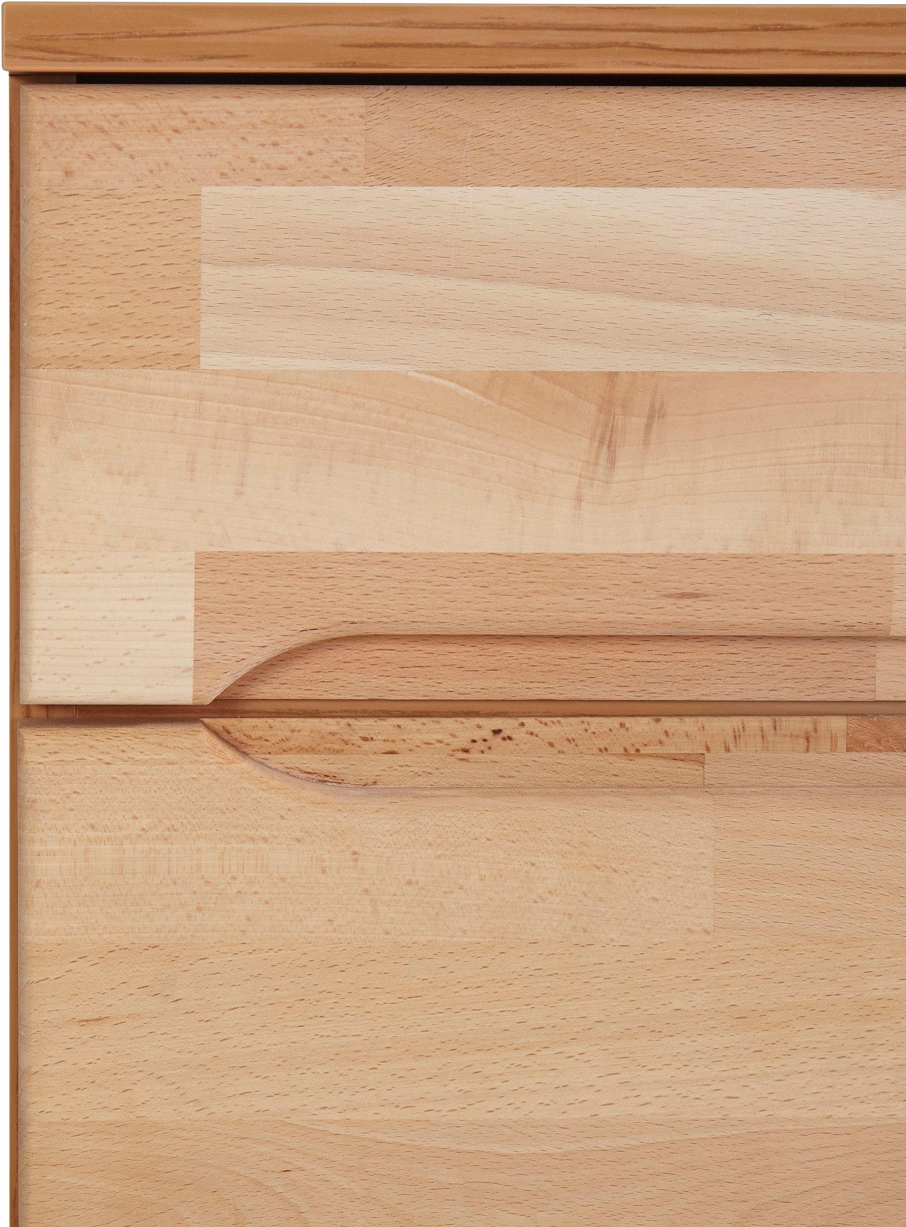 OTTO home Vitrine »VETRO: Fronten aus Massivholz, Korpus aus Melamin,Griffmulden« Kernbuche B/T/H:90/40/145,5cm,6Variable einlegeboden,10 Fächer,Glastür