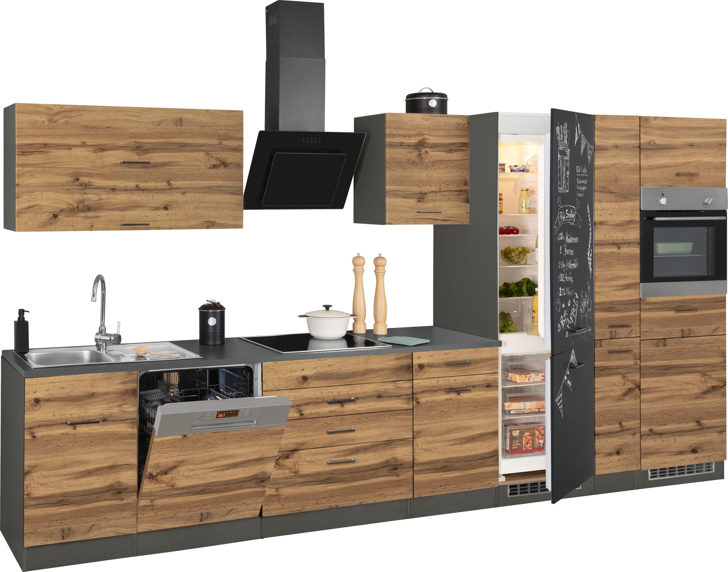 KOCHSTATION Küchenzeile »KS-Trier« mit E-Geräten, Breite 390 cm