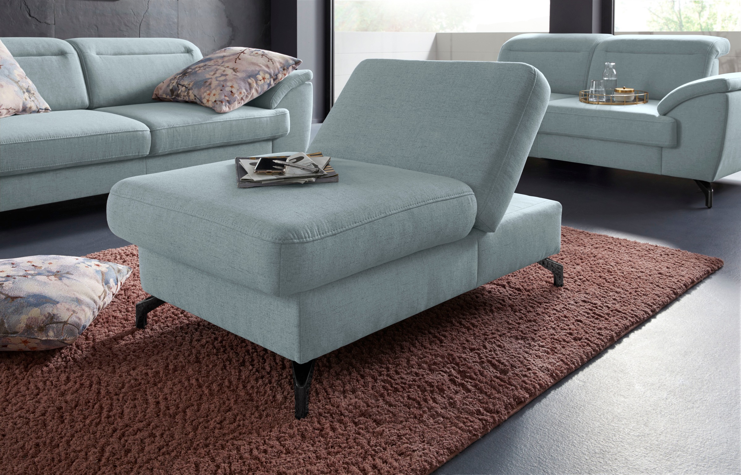 sit&more Hocker »Percy«, Fußhöhe 12 cm, mit Klappfunktion, wahlweise in 2 Fußfarben