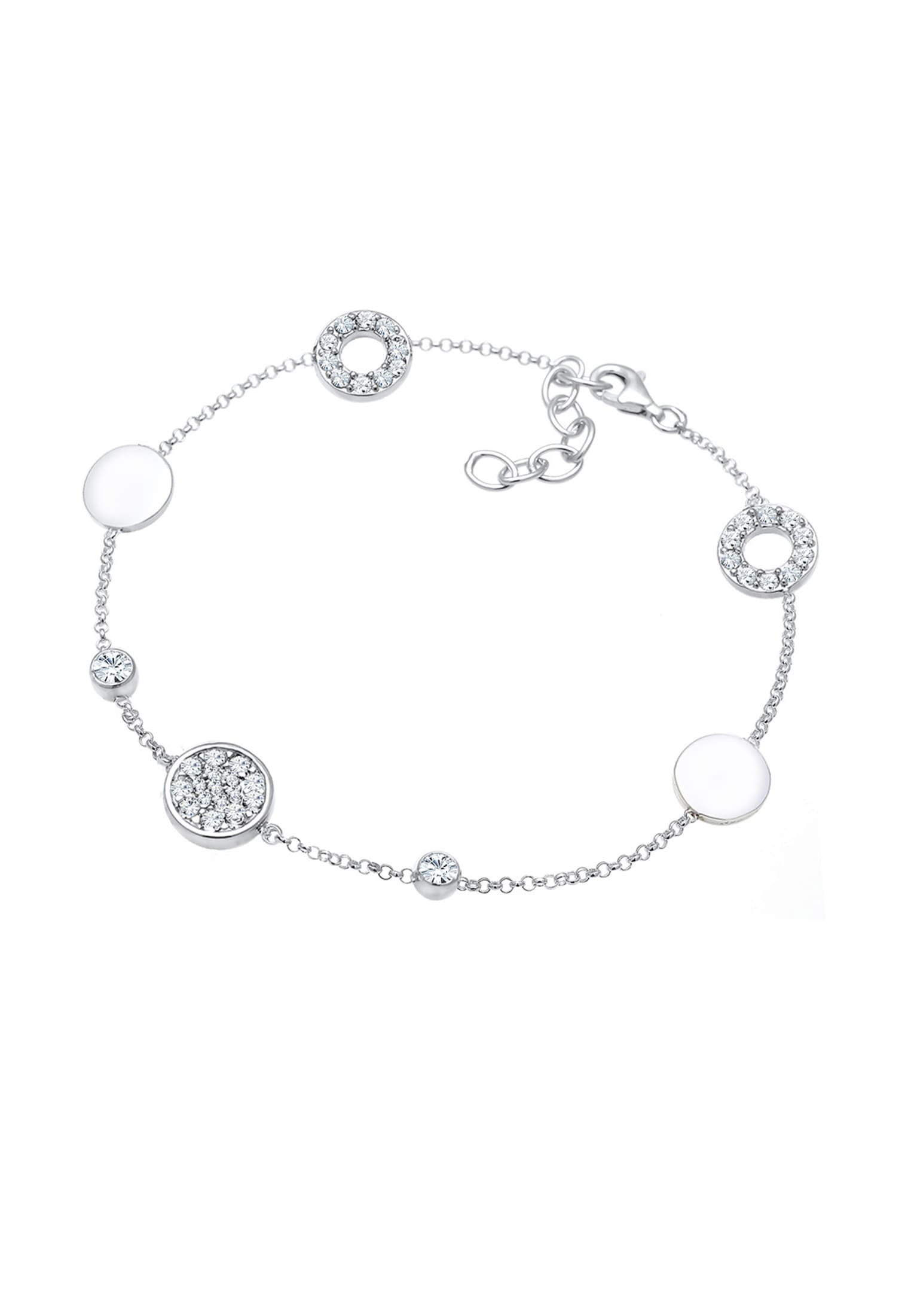 Elli Armkette »Armband Plättchen Kristalle Vintage 925 Silber«