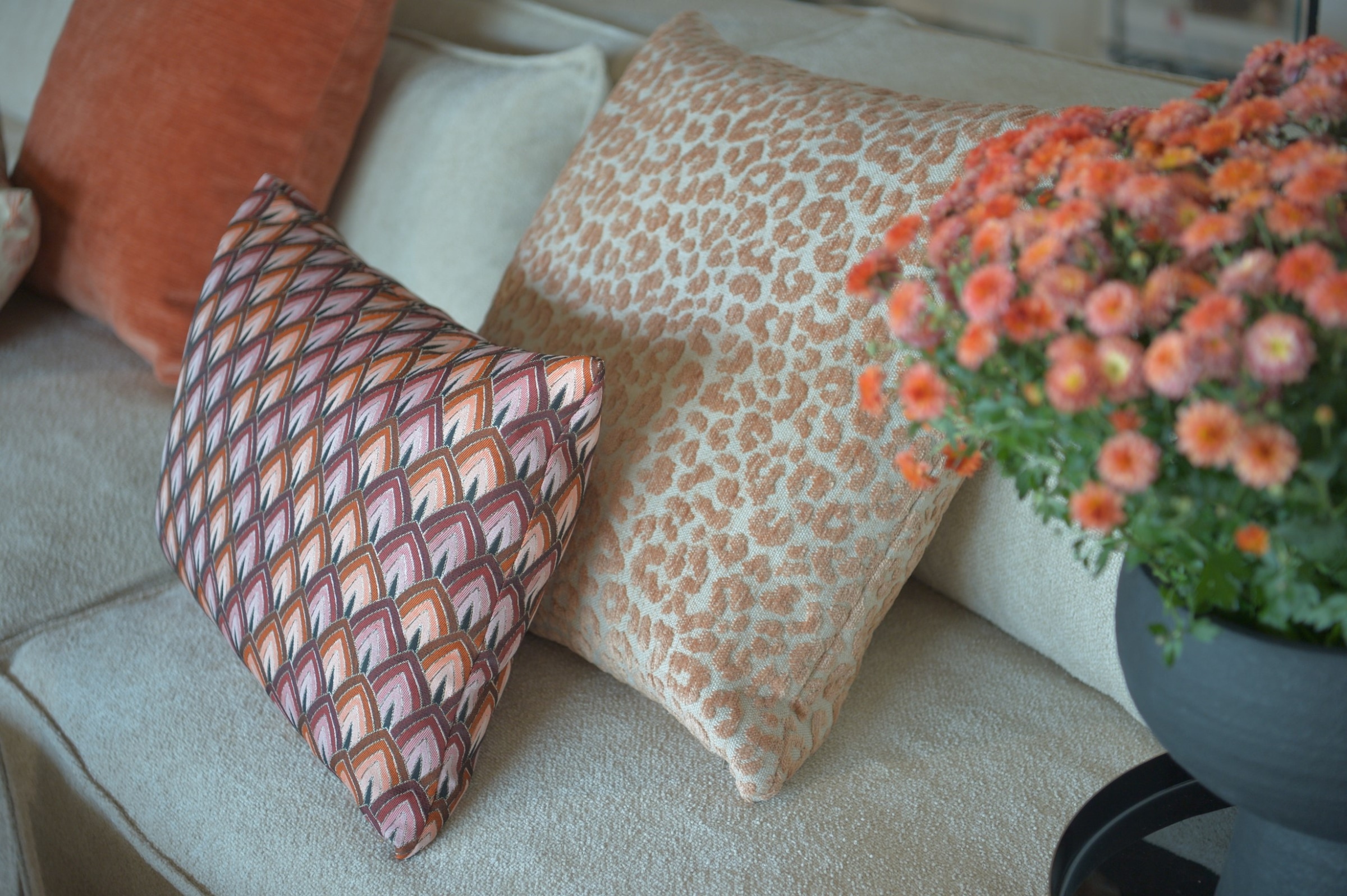 H.O.C.K. Dekokissen »Marta« Sofakissen inkl. Füllung, 50x50cm, Dekokissen, Fächer-Muster