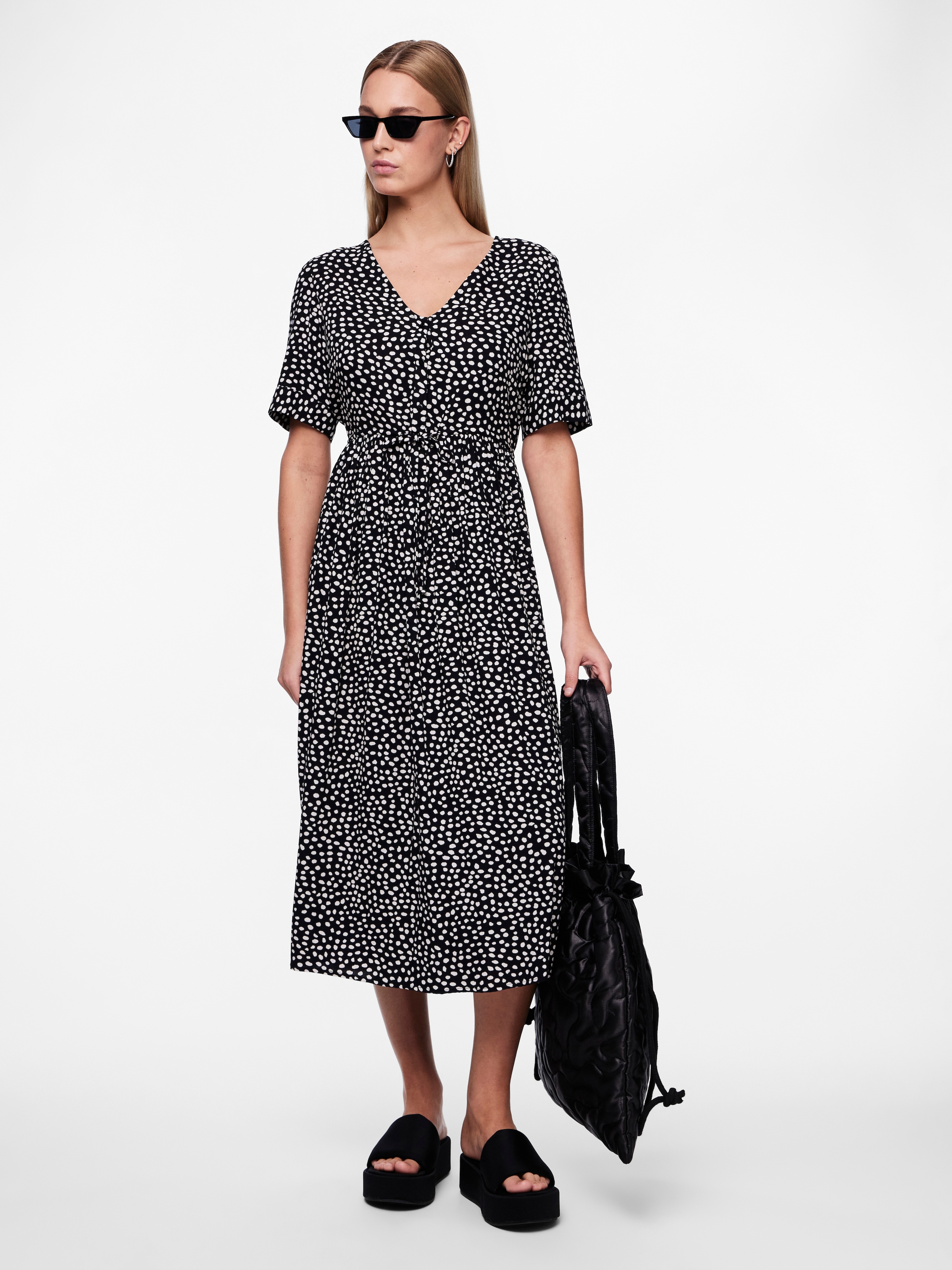 pieces Druckkleid »PCTALA SS STRING TIE MIDI DRESS NOOS BC«