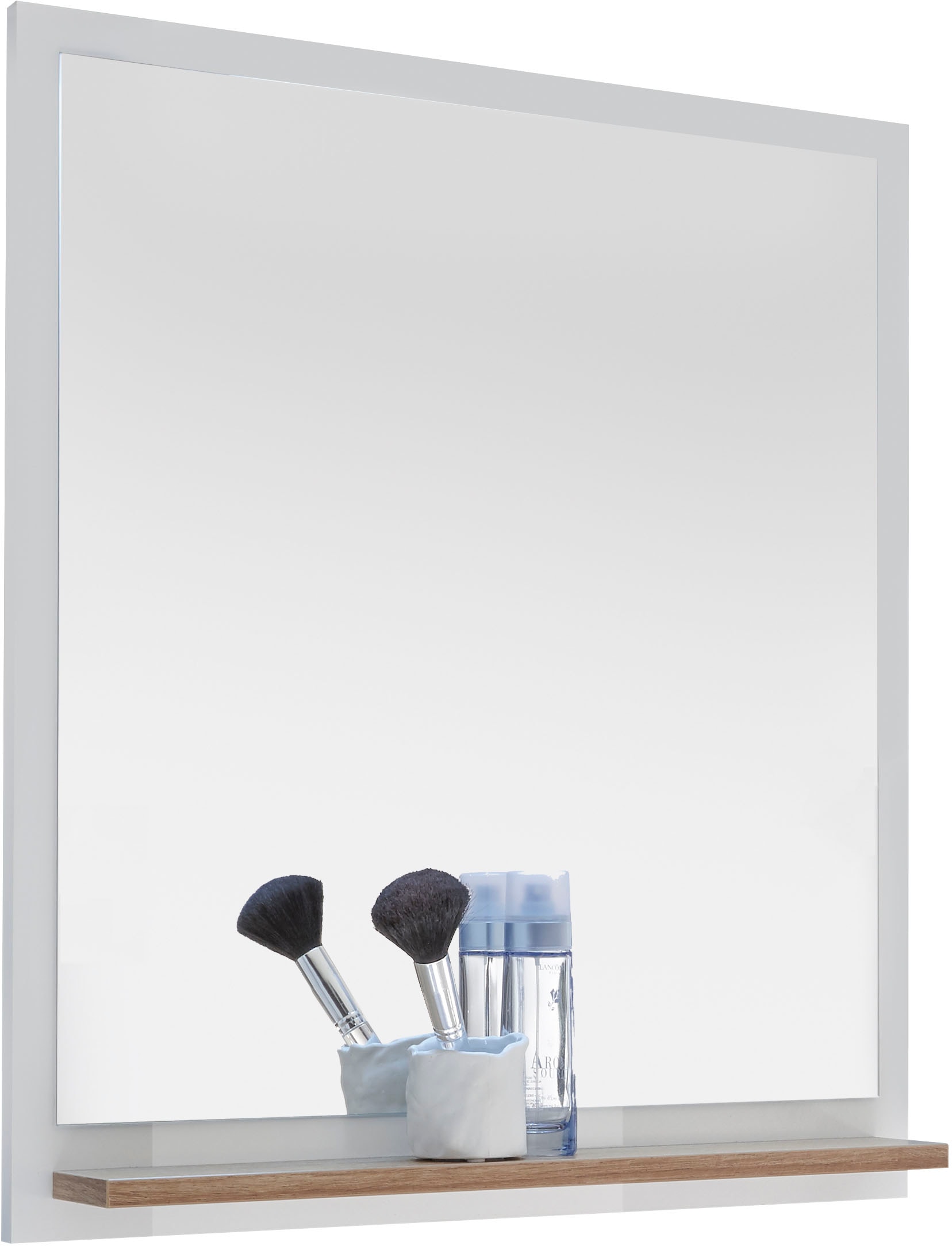 Saphir Badmöbel-Set »Quickset 2-teilig, Mineralmarmor-Waschtisch und LED-Spiegel«, (4 St.), Waschplatz 61 cm breit, 2 Türen, 1 Schublade, Spiegel-Ablage, Bad-Set