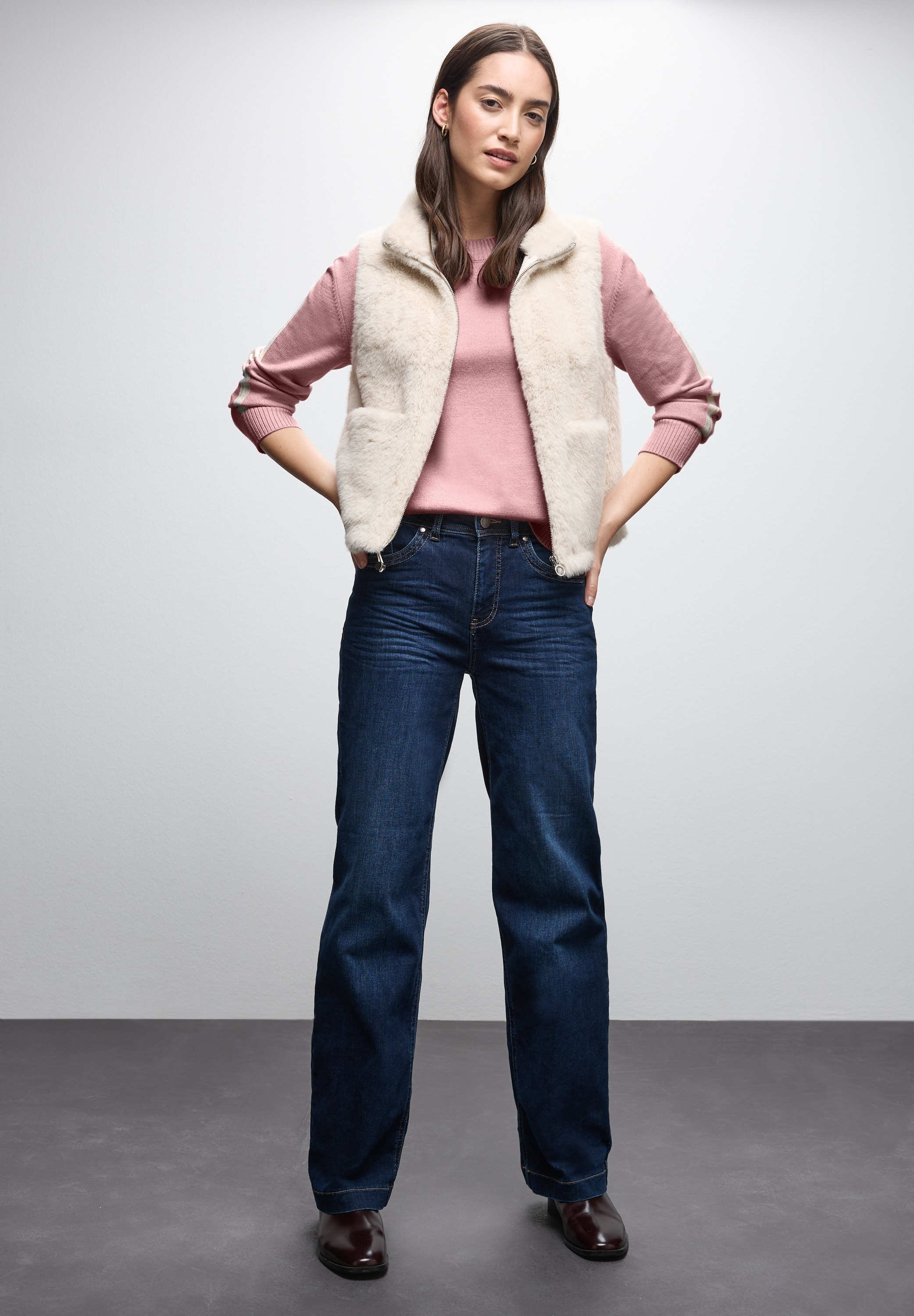 STREET ONE Rundhalspullover mit Rippbündchen