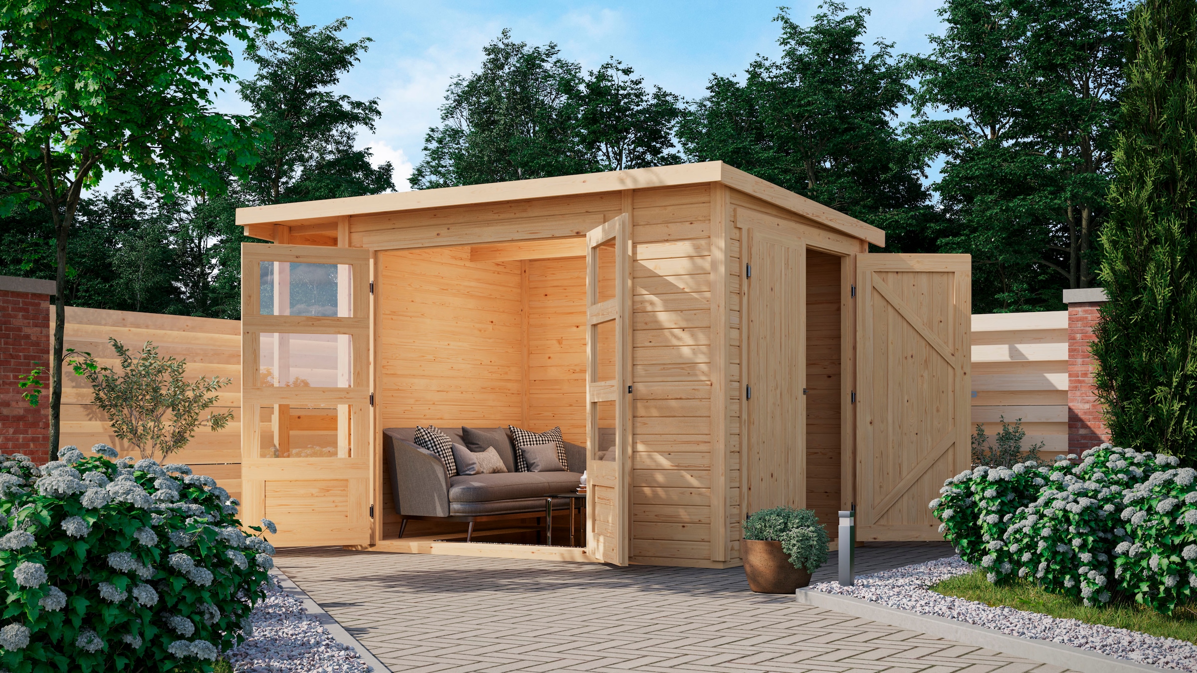 Karibu Gartenhaus »Multifunktionshaus 1 Pultdach« naturbelassen oder terragrau