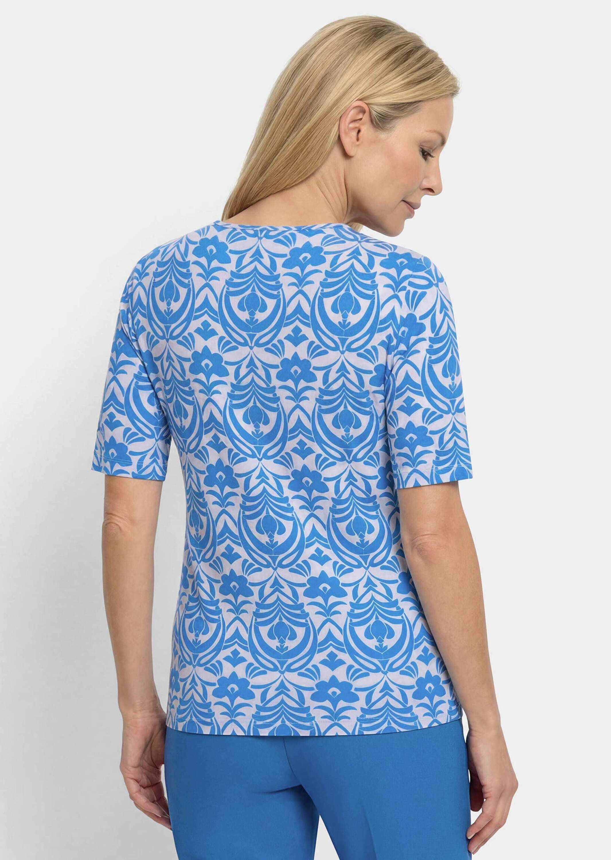 GOLDNER Kurzarmshirt »Viskoseshirt mit femininem Ornamentmuster« stretchbequemer Viskosejersey