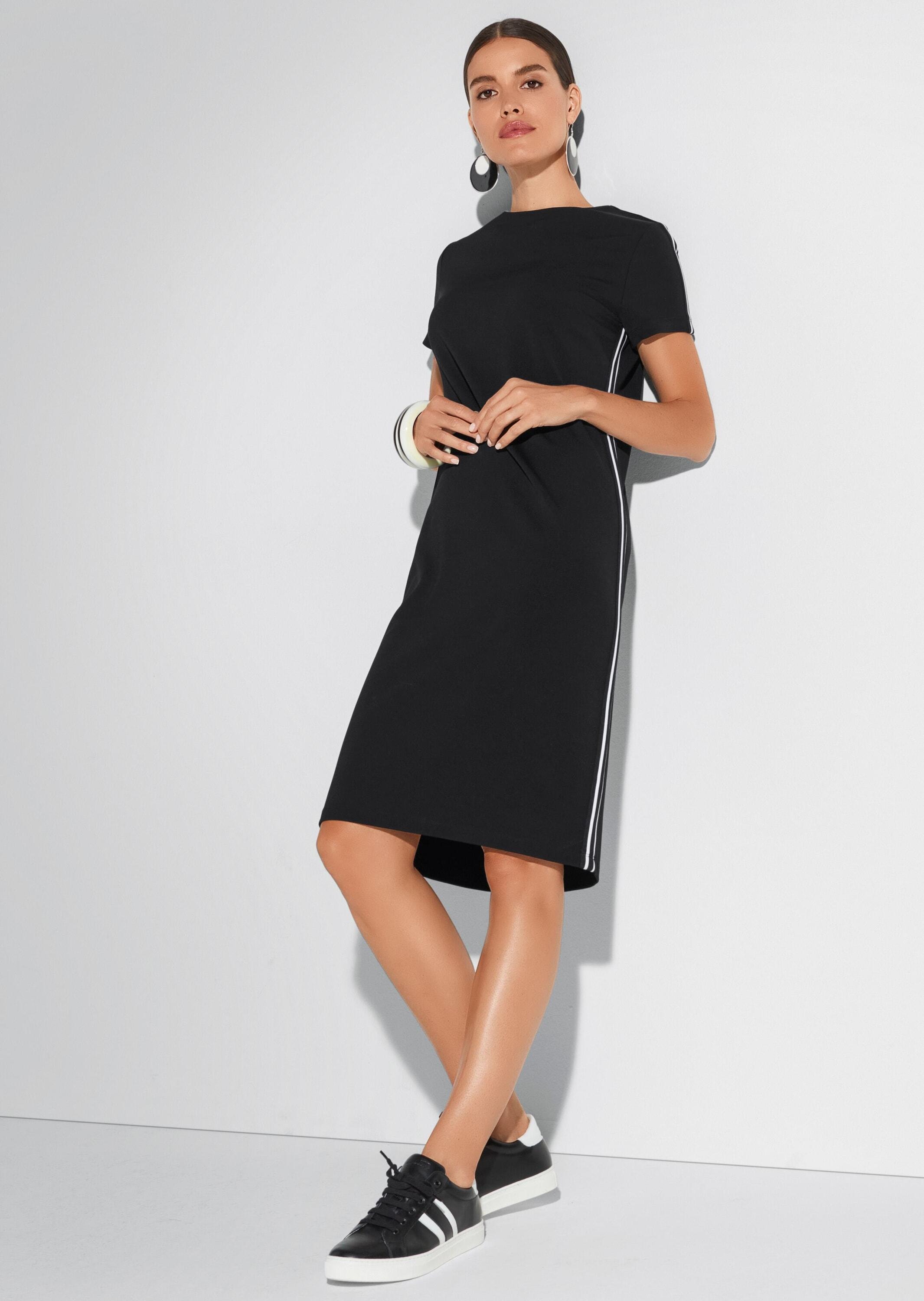 MADELEINE Midikleid »Jerseykleid Viskosekleid mit Kontraststreifen« Reißverschluss hinten