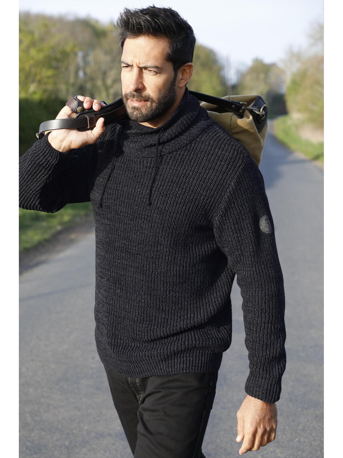 Jan Vanderstorm Strickpullover »Pullover DUMENI« 1 Stk. mit asymmetrischem Kragen