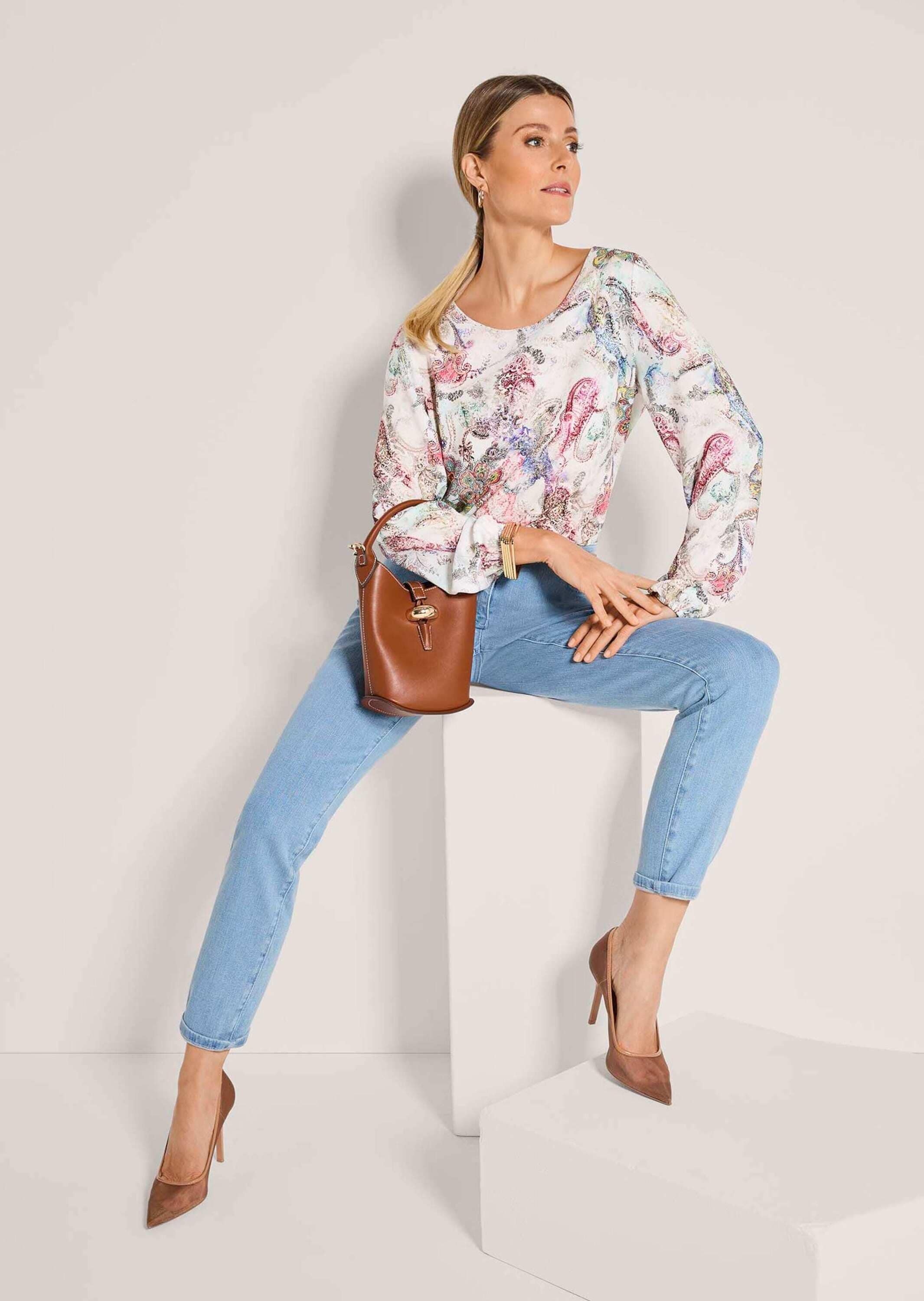 MADELEINE Langarmbluse »Bluse Viskose-Bluse mit Langarm, Print«