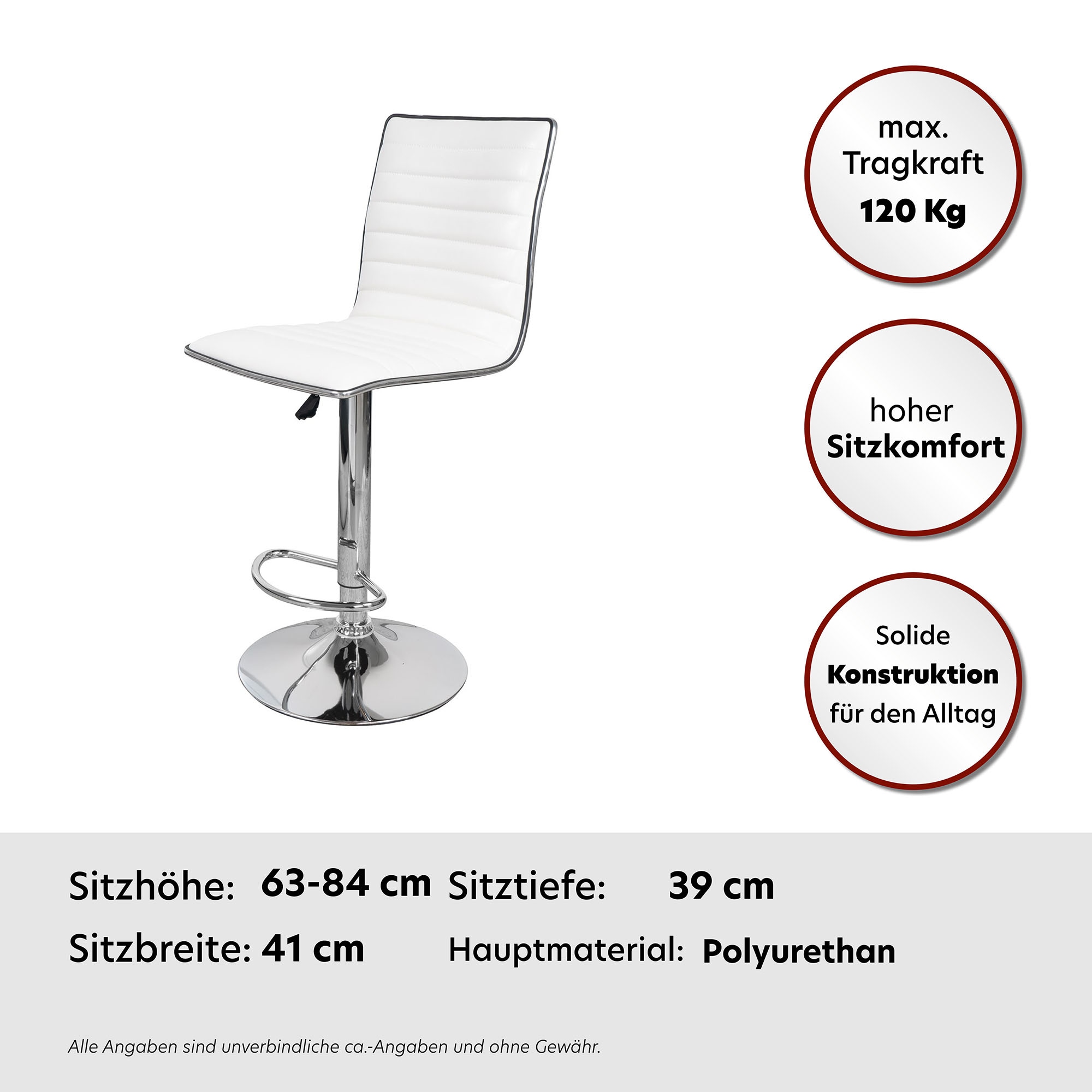 Kayoom Hochstuhl Barstuhl "Midnight 625" 2er-Set, in Leder-Optik,  höhenverstellbar, drehbar