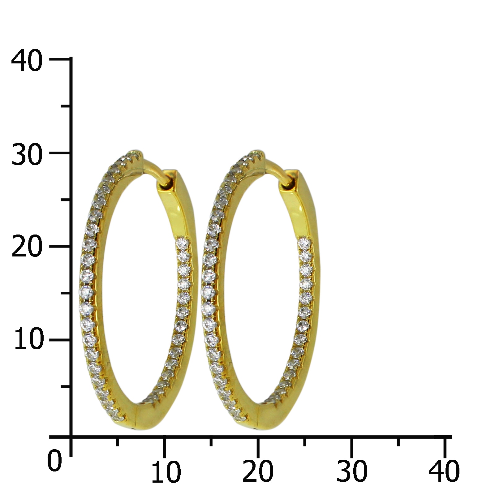 OSTSEE-SCHMUCK Klappcreolen »- Simone 30 mm - Silber 925/000, vergoldet - Zirkonia«