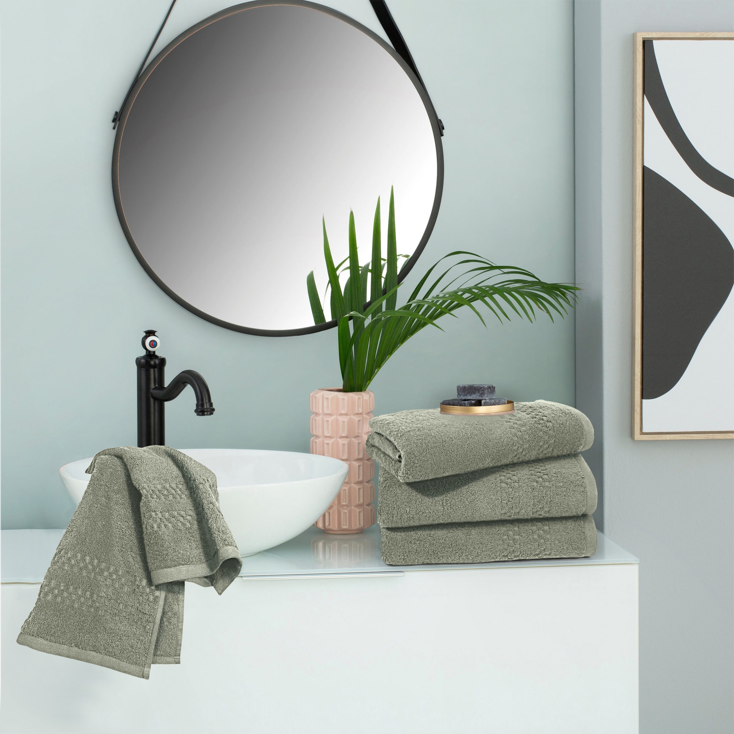 OTTO home Handtuch »Regona, Handtücher 50x100cm, als Uni-Set und mit Karomuster, 500gr/m²« Premium Handtücher mit Bordüre, Set, 100% Baumwolle, 5 Jahre Garantie