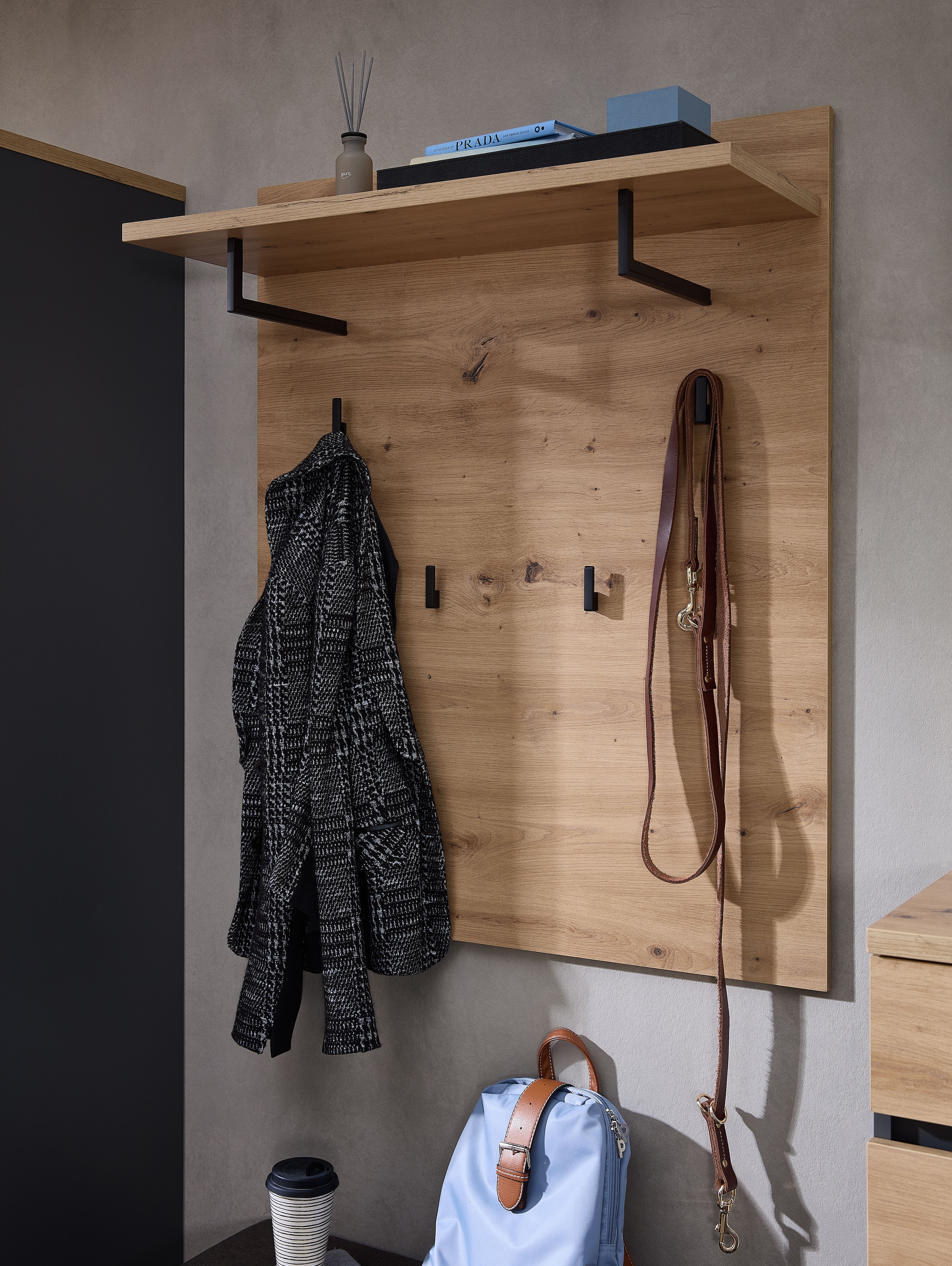 OTTO home Regal »Bergen Garderobenpaneel, 80x100x30cm (B/H/T)« 1 Stk. tlg. 4 Haken, Ablage, Kleiderstange