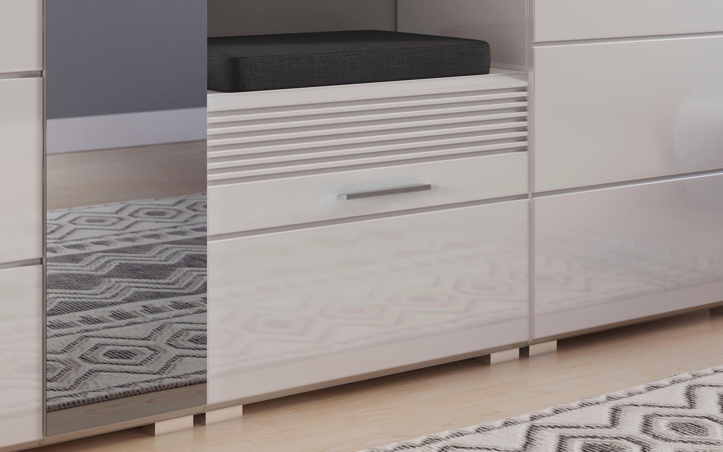 INOSIGN Sitzbank »Malmö, Breite 60 cm, 1 Tür, 2 Fächer, hochwertige MDF Front«, Rillenfräsung, Bank, Schuhbank, Garderobenbank, Dielenbank