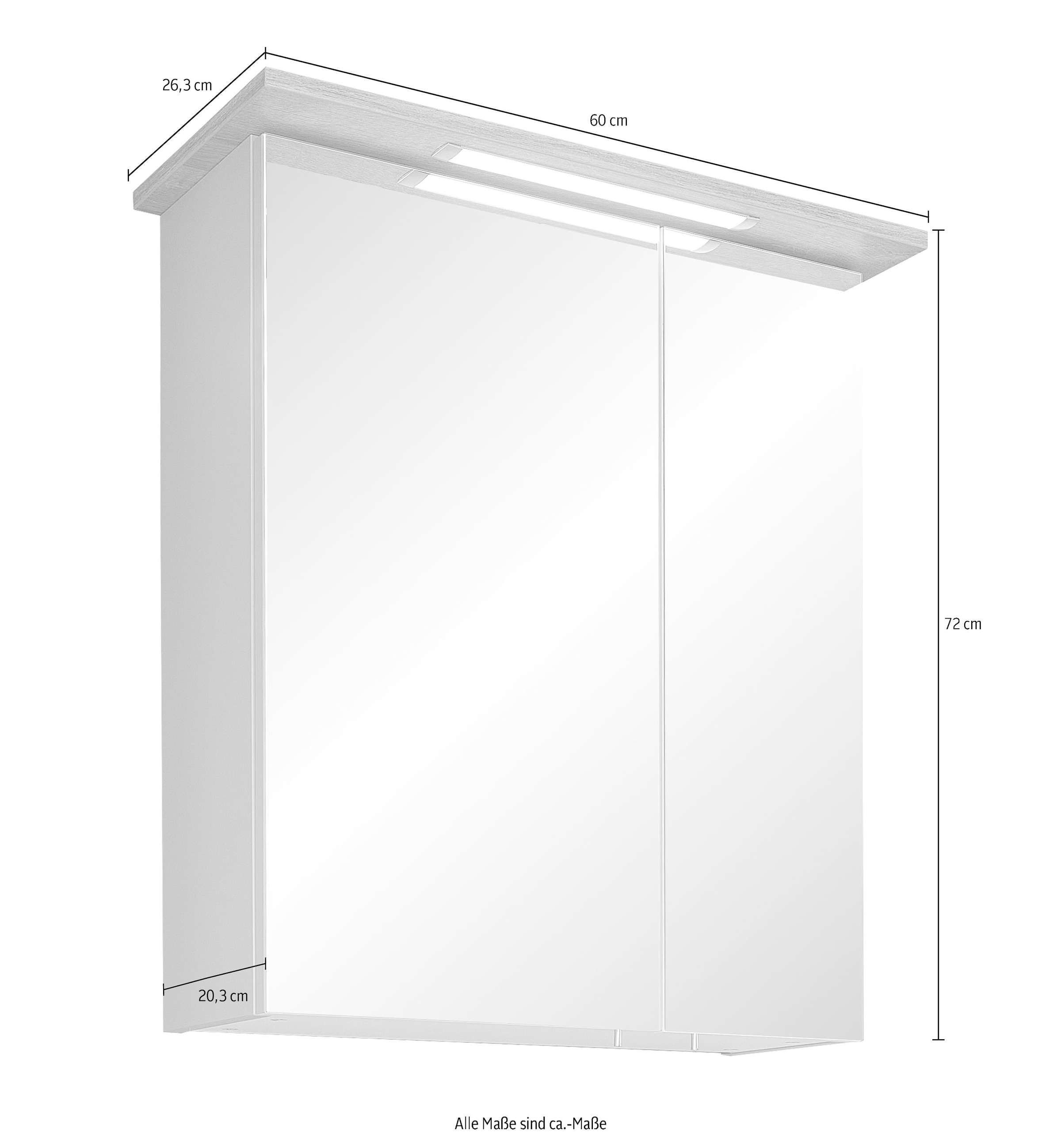 PELIPAL Spiegelschrank »Quickset 963«, XXL kaufen Steckdosenbox | 2-türig, Garantie 60 Jahren LED-Beleuchtung, online mit cm, 3 eingelassene Breite