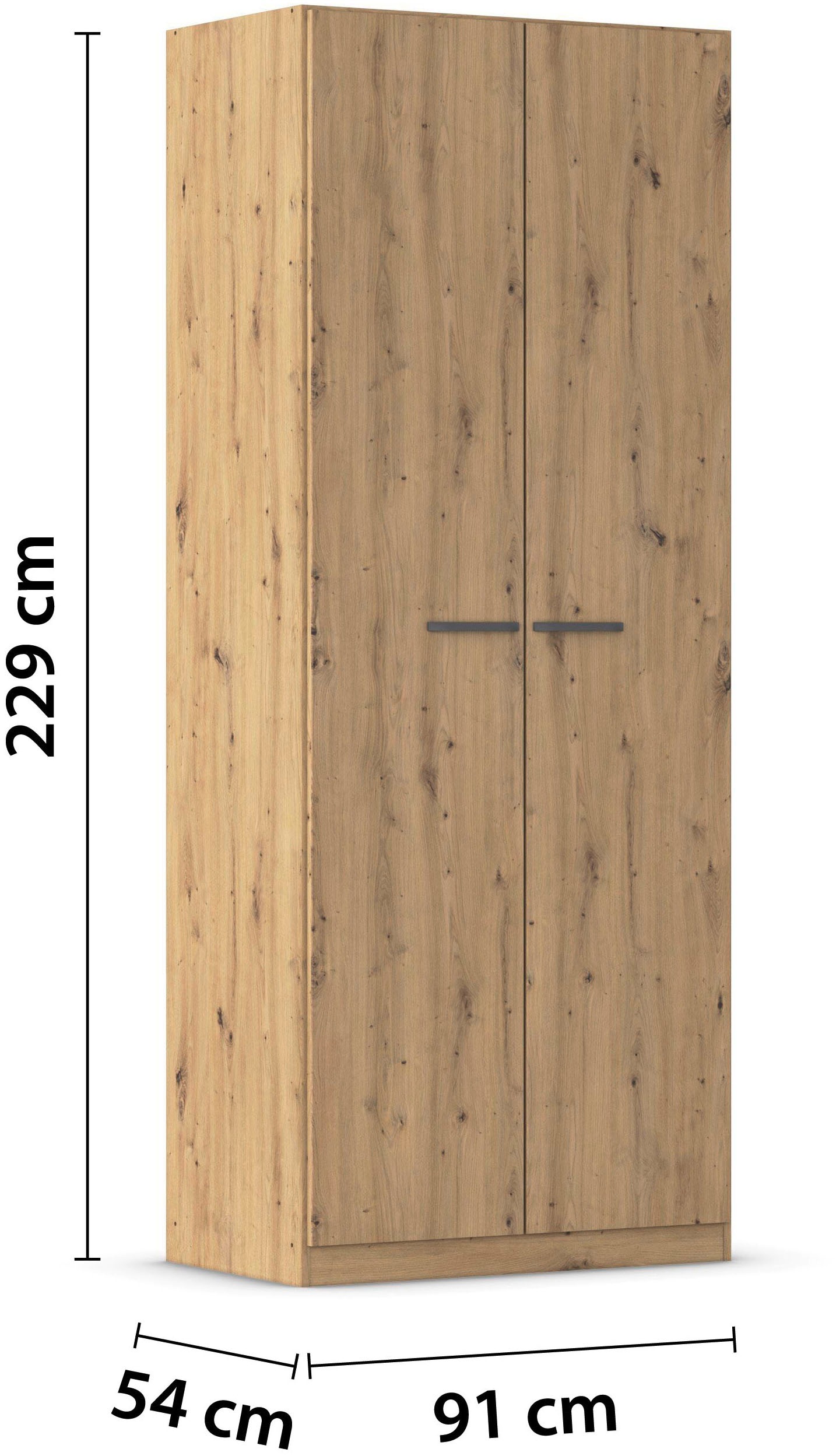 rauch Drehtürenschrank »Kleiderschrank Schrank Garderobe TOPSELLER OTELI inkl. Inneneinteilung«, (erhältlich in Breiten 91-360 cm, ab Breite 136cm inkl. Innenschubladen), mit zusätzlichen Einlegeböden, optional mit Spiegel MADE IN GERMANY