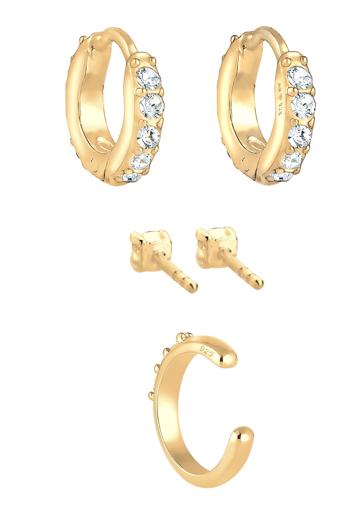 Elli Ohrstecker-Set »Ohrringe Kristallen 3er Set 925 Silber«