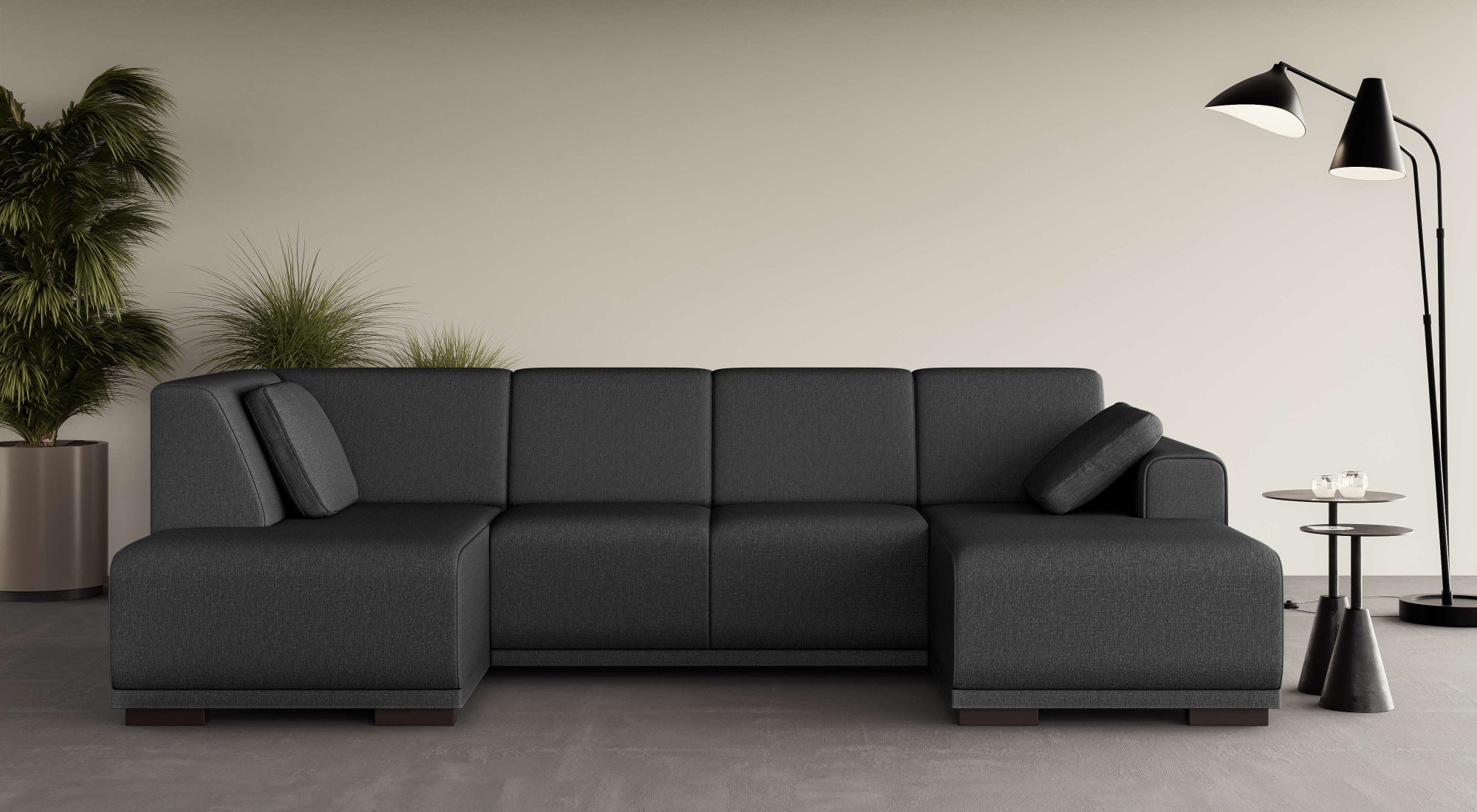 Home affaire Wohnlandschaft »BORNHOLM U-Form mit Recamiere rechts/links, B/T/H: 300/162/85 cm«, U-Form mit Wellenunterfederung, Recamiere rechts oder links bestellbar