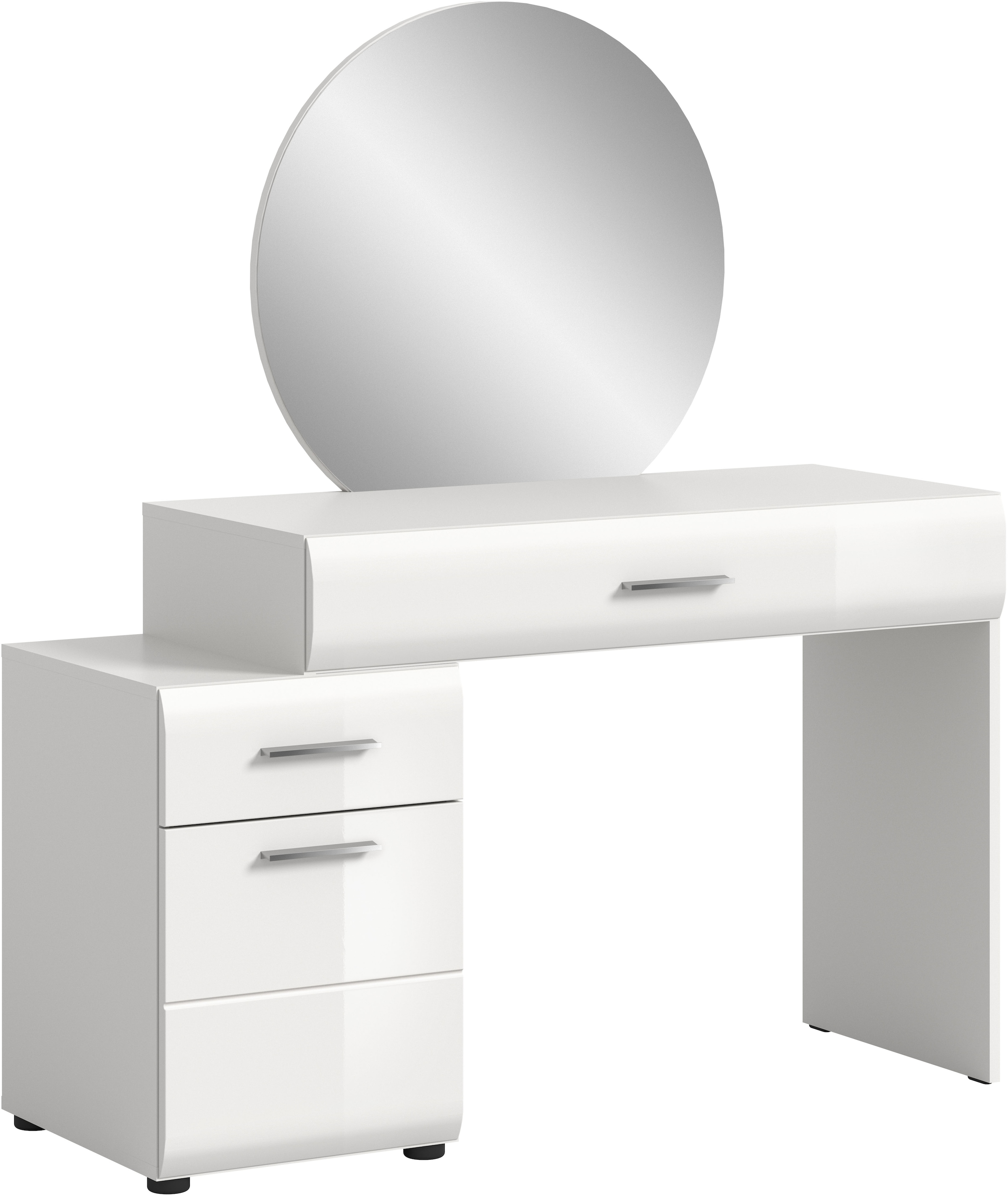 welltime Schminktisch "FLORENZ, hochwertige MDF-Front, Rillenfräsung, 2 Schubladen, Spiegel" 1 Stk. tlg. Schminktisch, Schminktisch mit Spiegel, Spiegel Schminktisch