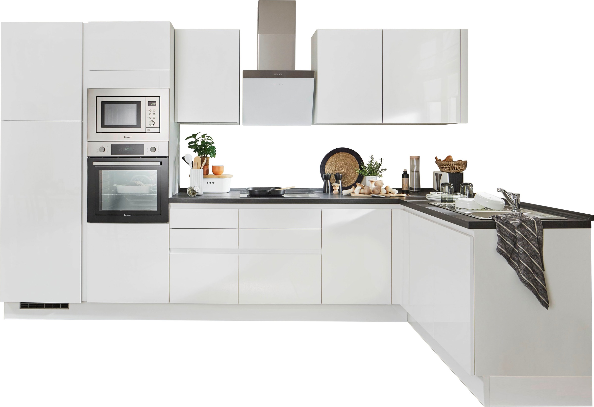 KITCHEN4YOU Küche »Arizona«, vormontiert, mit E-Geräten, Schenkelmaße 349x175 cm kaufen